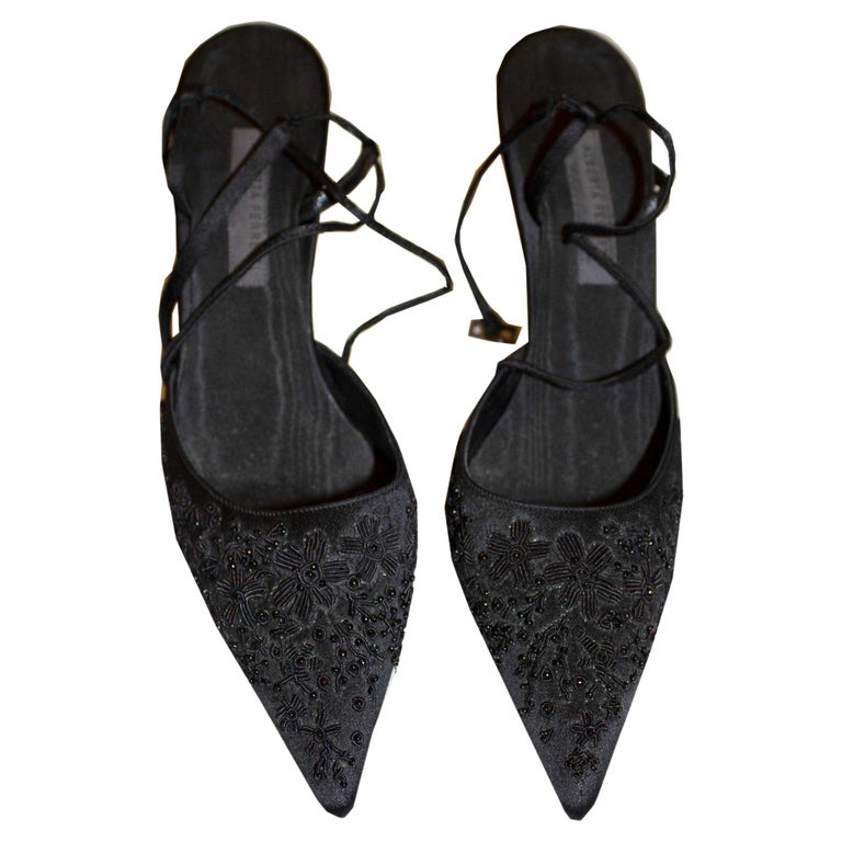 Beaded Evening Shoes by Alberta For Sale at 1stDibs | black beaded alberta ferretti shoes