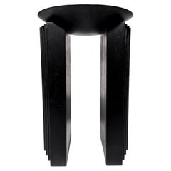 Black beauty sculptural side table in oak wood in black 