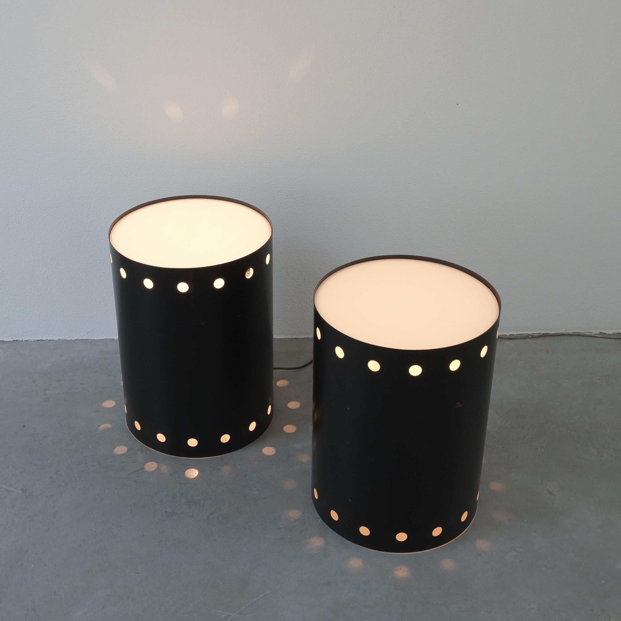 Black Bed Side Tables with Lamps, Germany, circa 1965 In Good Condition For Sale In Vienna, AT