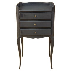 Black Bedside Table Louis XV Style with Three Drawers Mid XXth Century