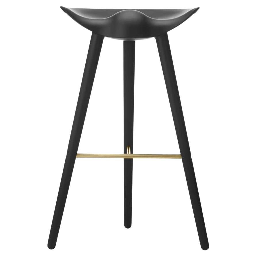 ML 42 Black Beech and Brass Bar Stool by Lassen For Sale