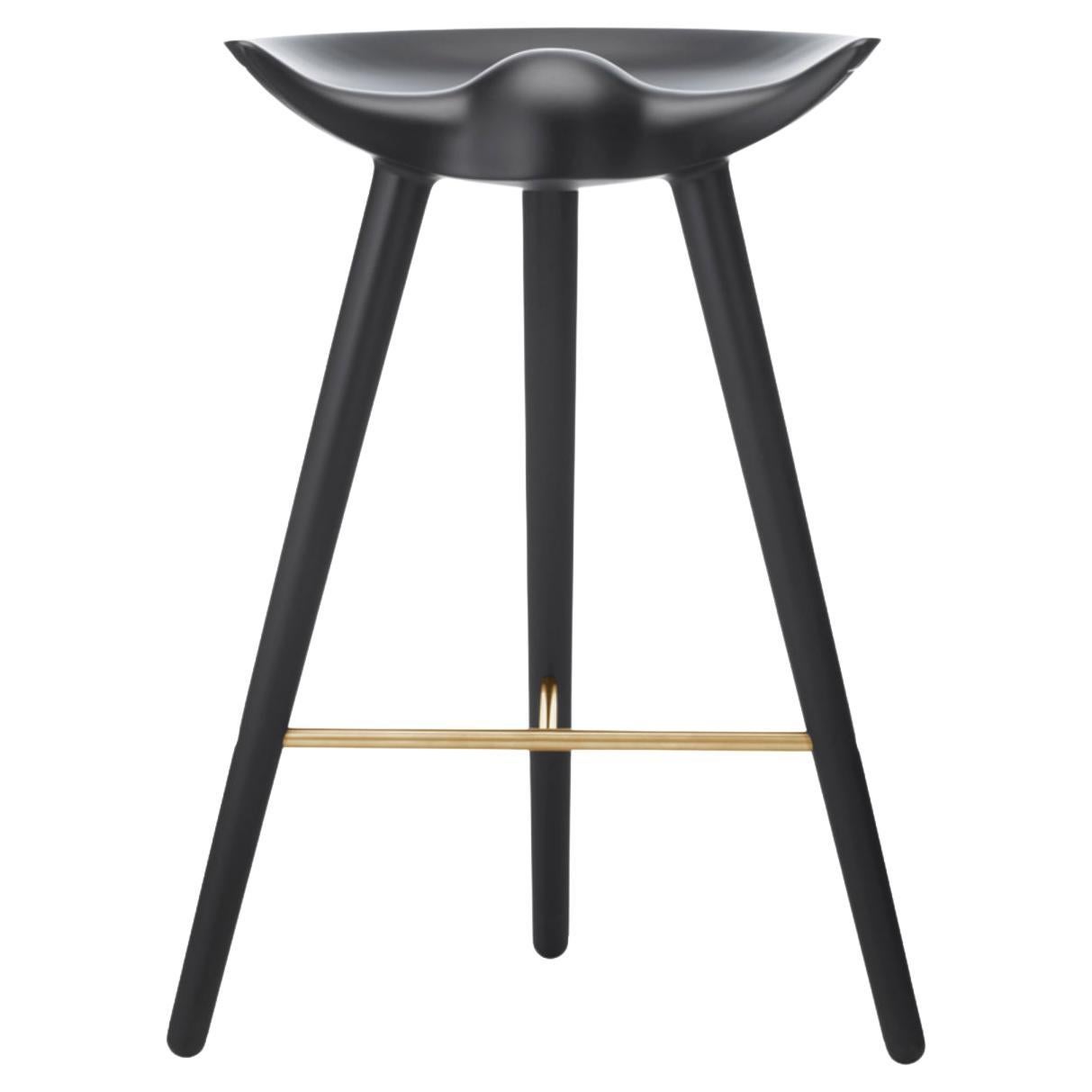 ML 42 Black Beech and Brass Counter Stool by Lassen For Sale