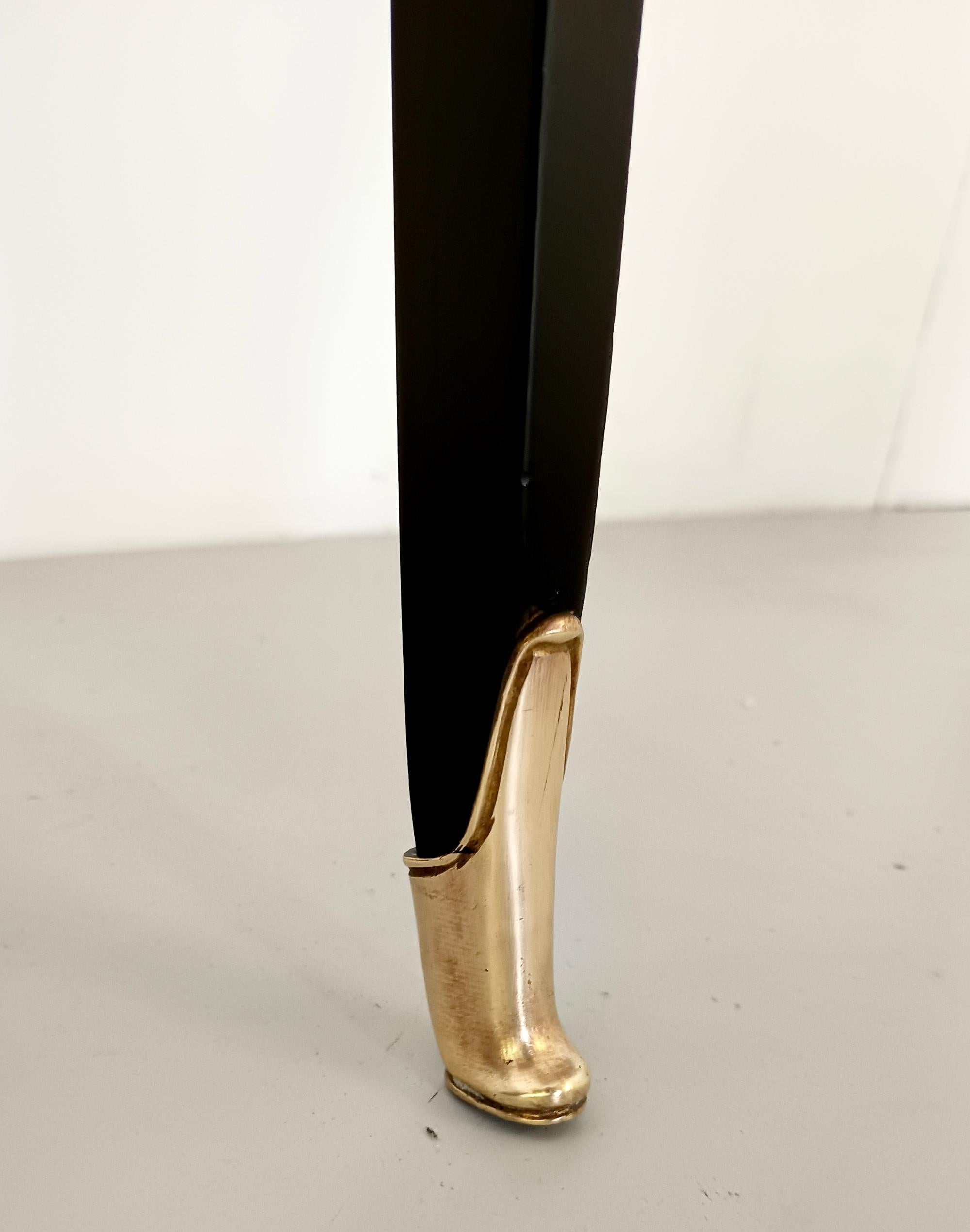 Konsolentisch aus schwarzer Buche mit roter und grüner Rückseite bemalter Glasplatte, Italien im Angebot 6