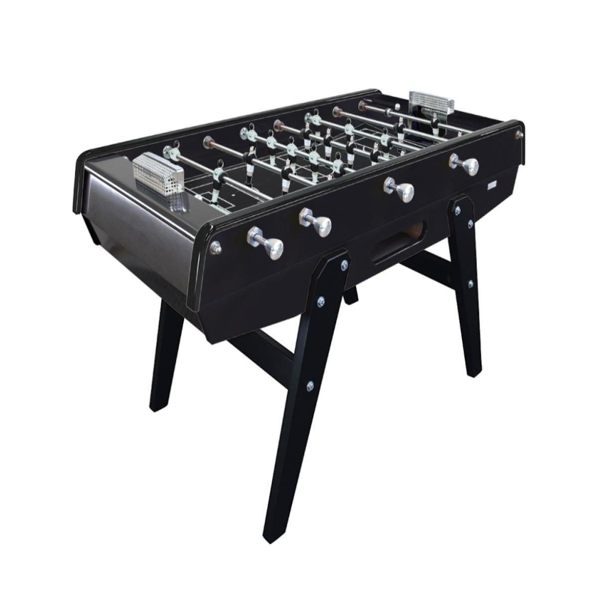 Francese Biliardino in legno di faggio nero con maniglie in alluminio, Made in France in vendita
