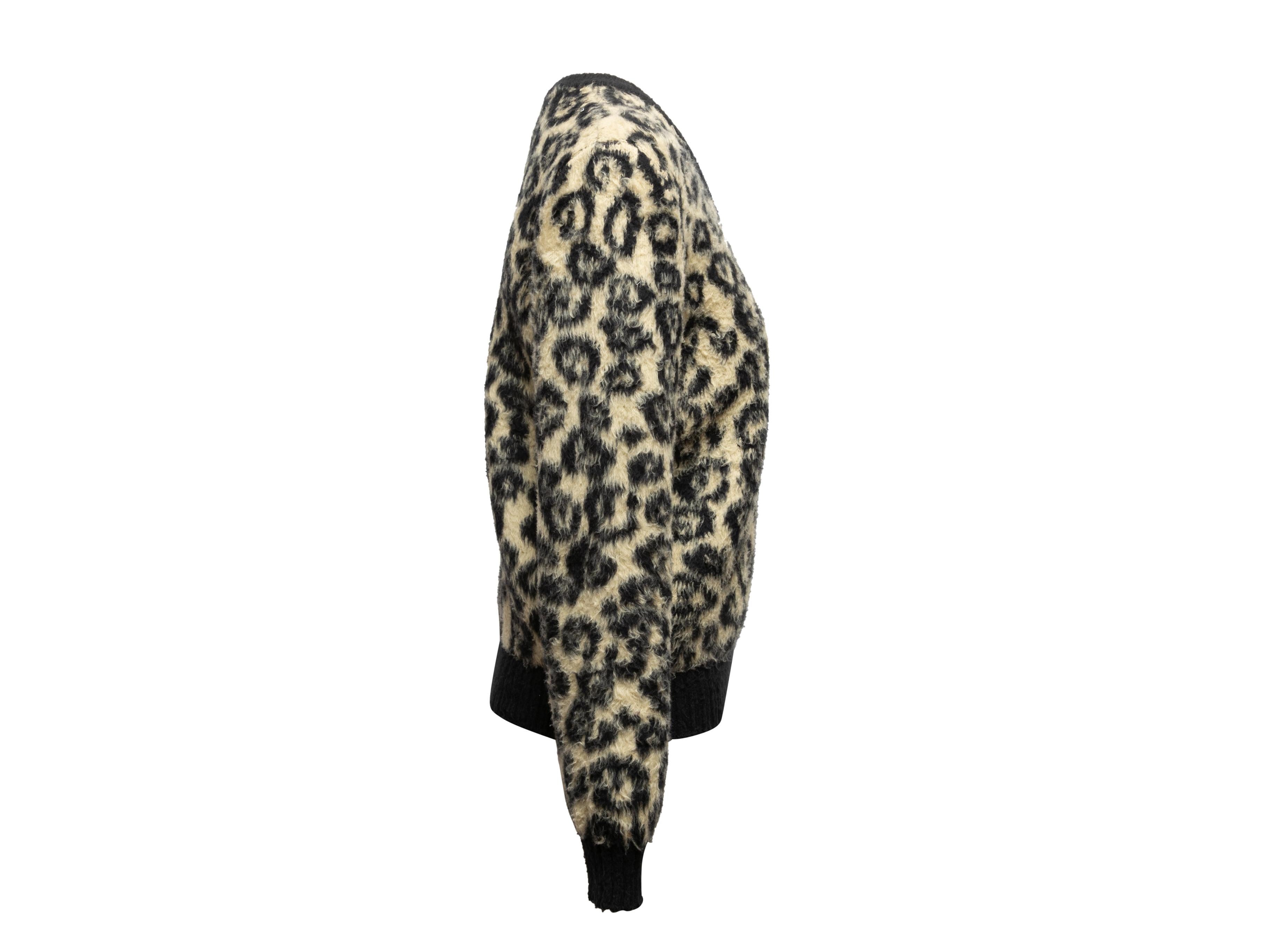 Black & Beige Celine Leopard Patterned Sweater In Excellent Condition For Sale In New York, NY