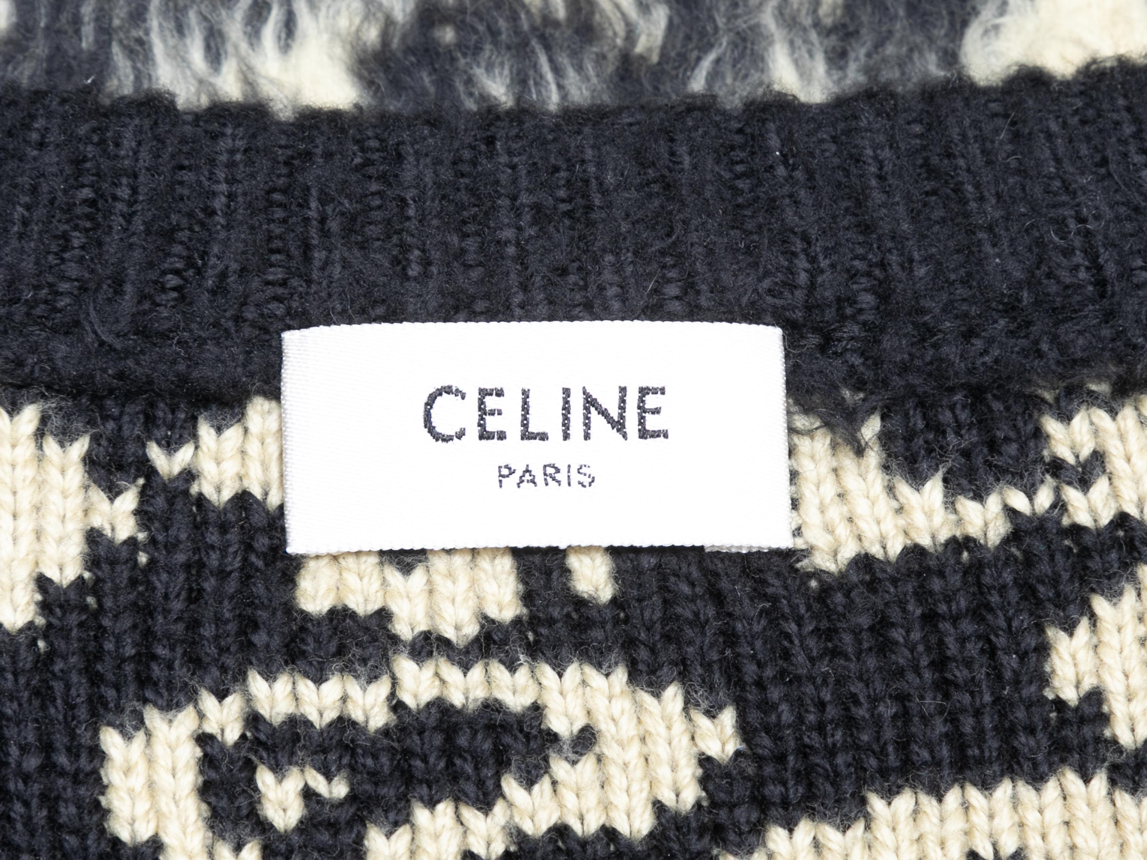 Women's Black & Beige Celine Leopard Patterned Sweater For Sale