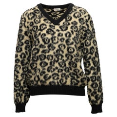 Schwarz & Beige Celine Pullover mit Leopardenmuster