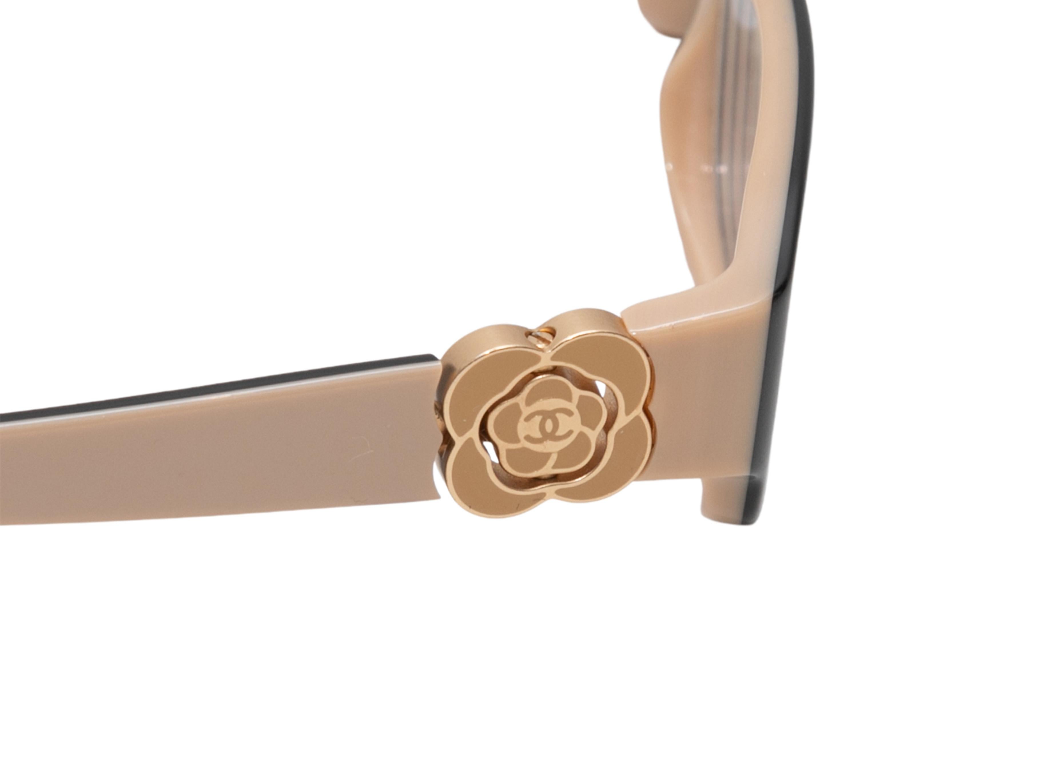 Black & Beige Chanel Small Camellia Eyeglasses In Good Condition In New York, NY
