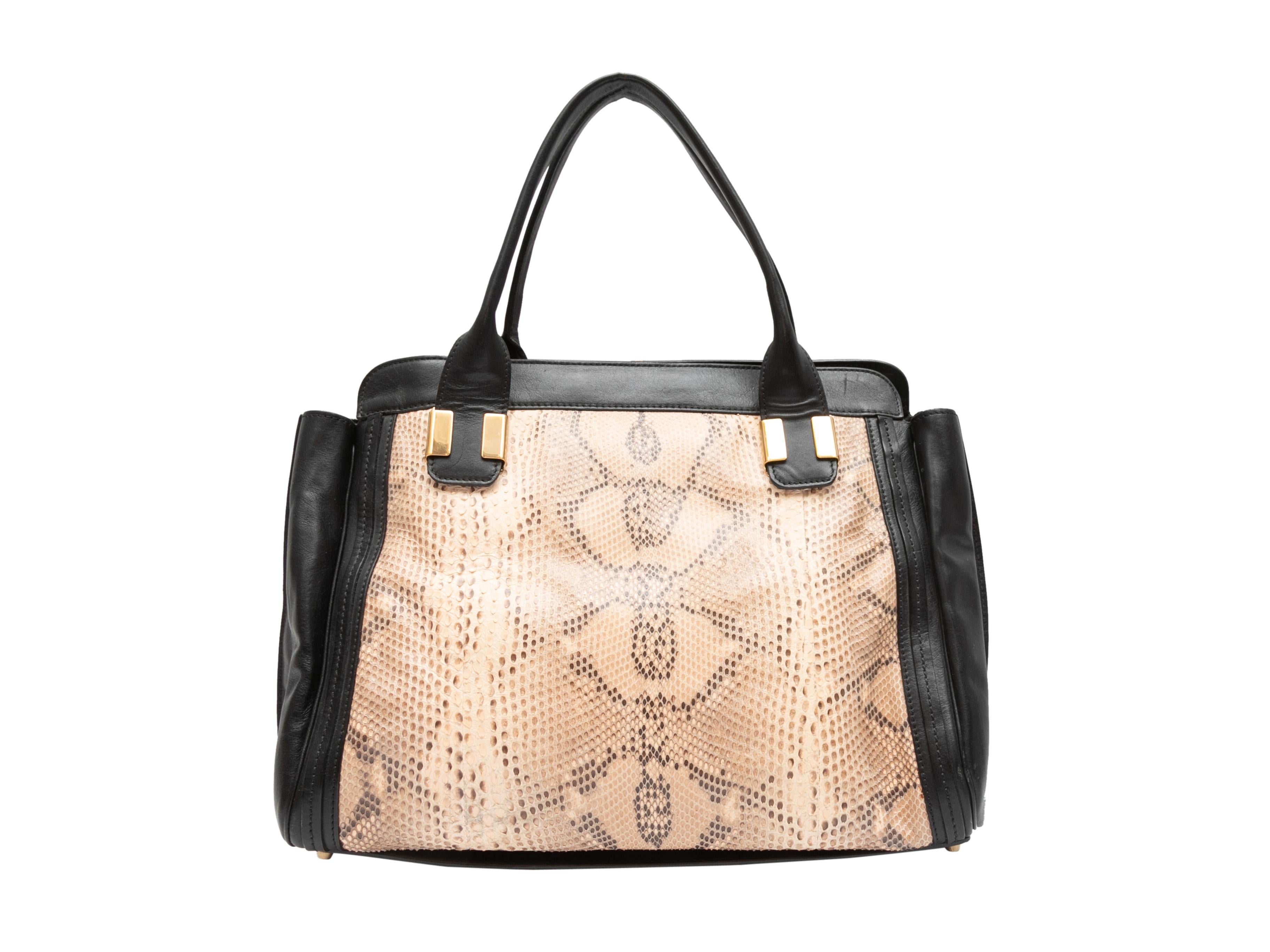 Women's or Men's Black & Beige Chloe Leather & Python Tote Bag For Sale