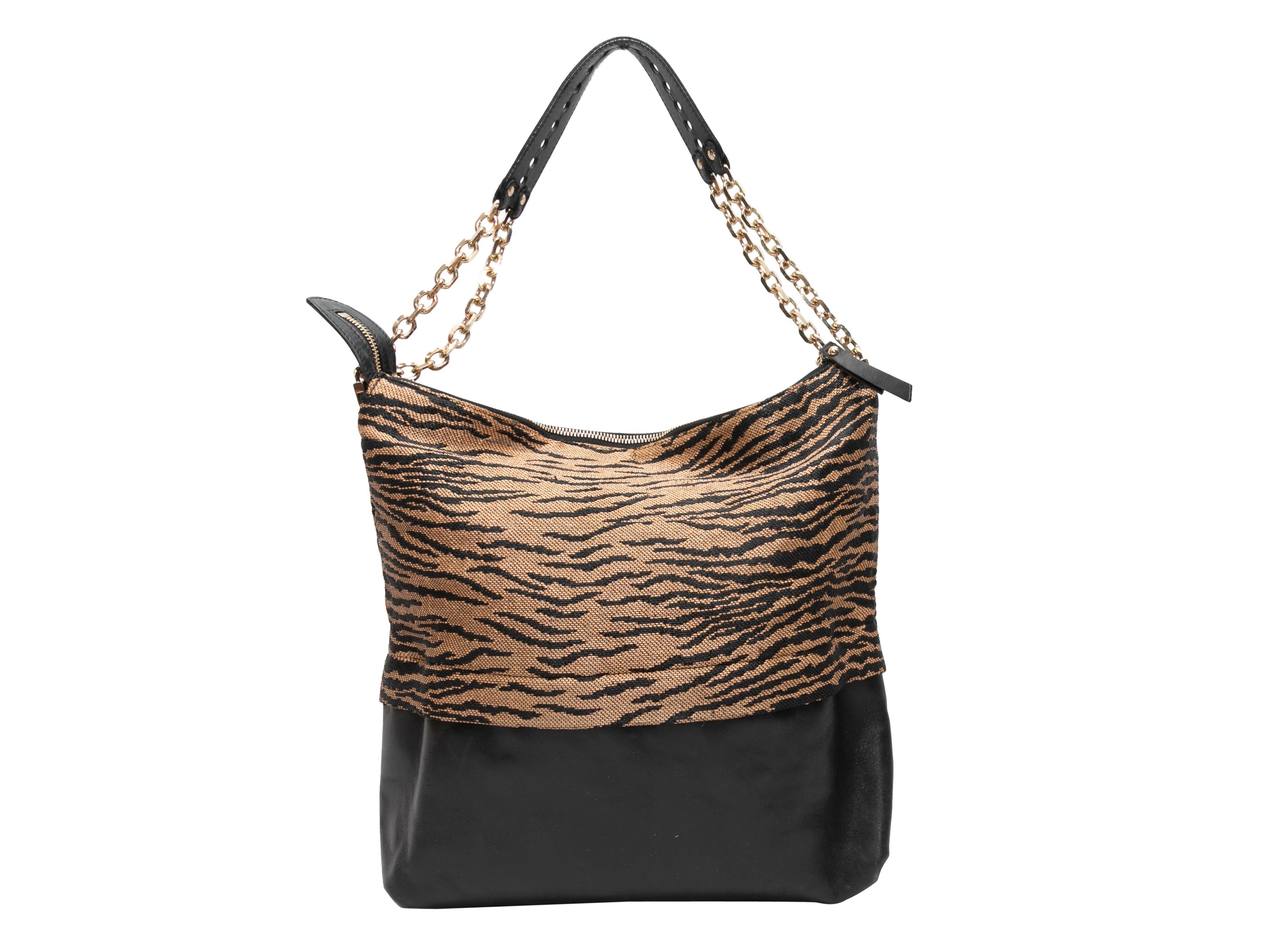 Black & Beige Christian Louboutin Leather & Raffia Hobo Bag In Good Condition In New York, NY