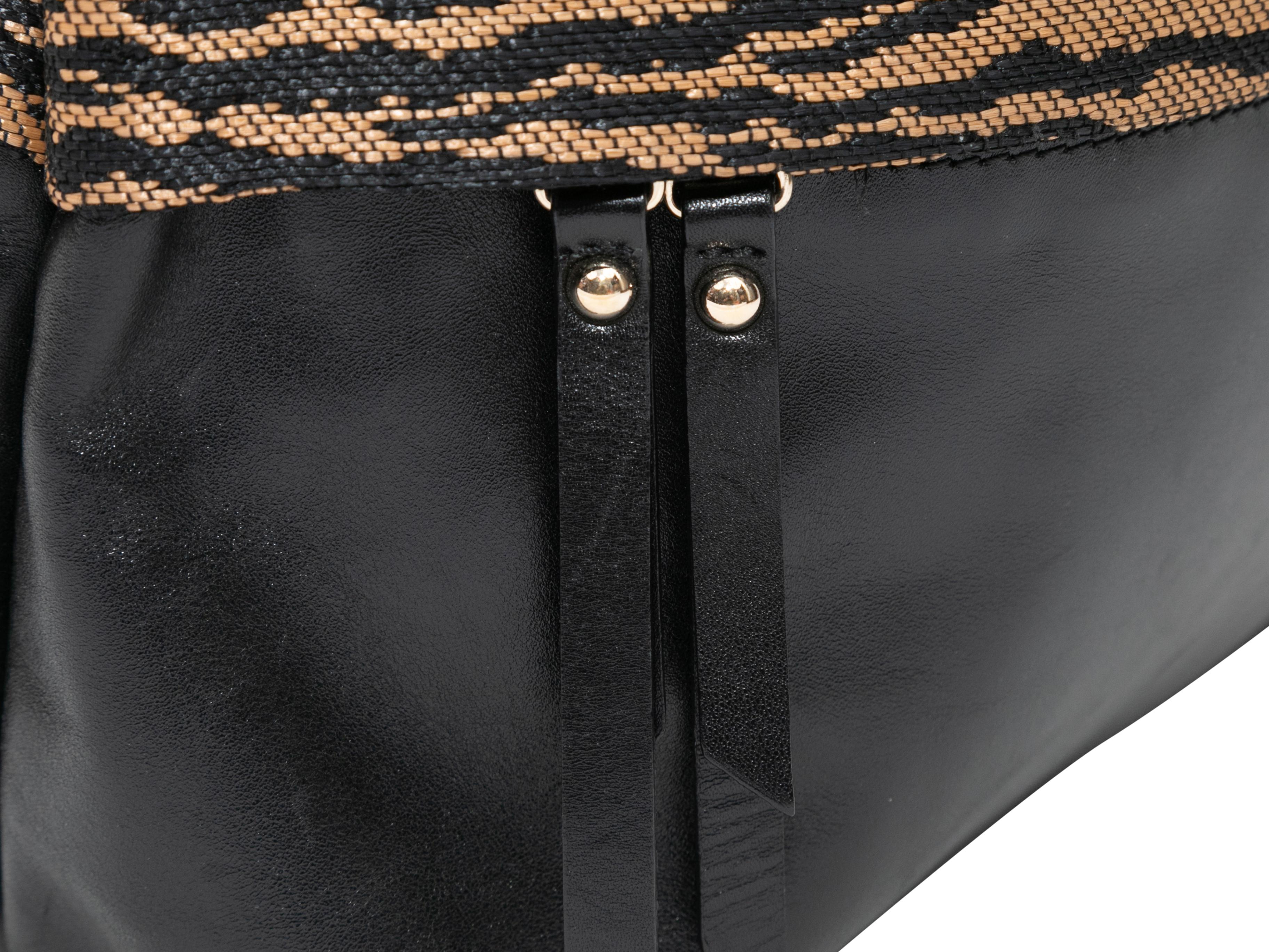 Black & Beige Christian Louboutin Leather & Raffia Hobo Bag 1