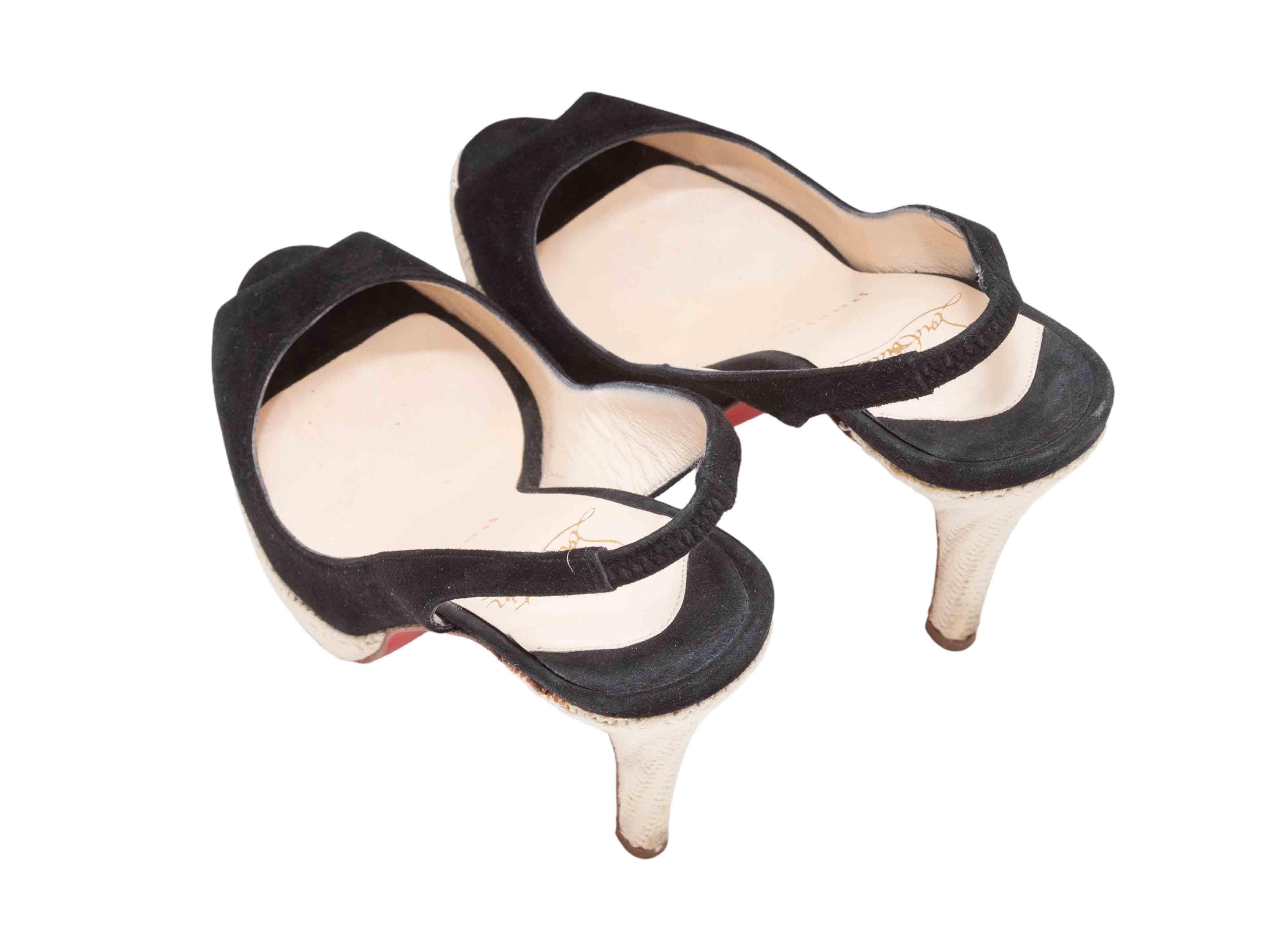 Noir Talons aiguilles en paille noir et beige Christian Louboutin Taille 36.5 en vente