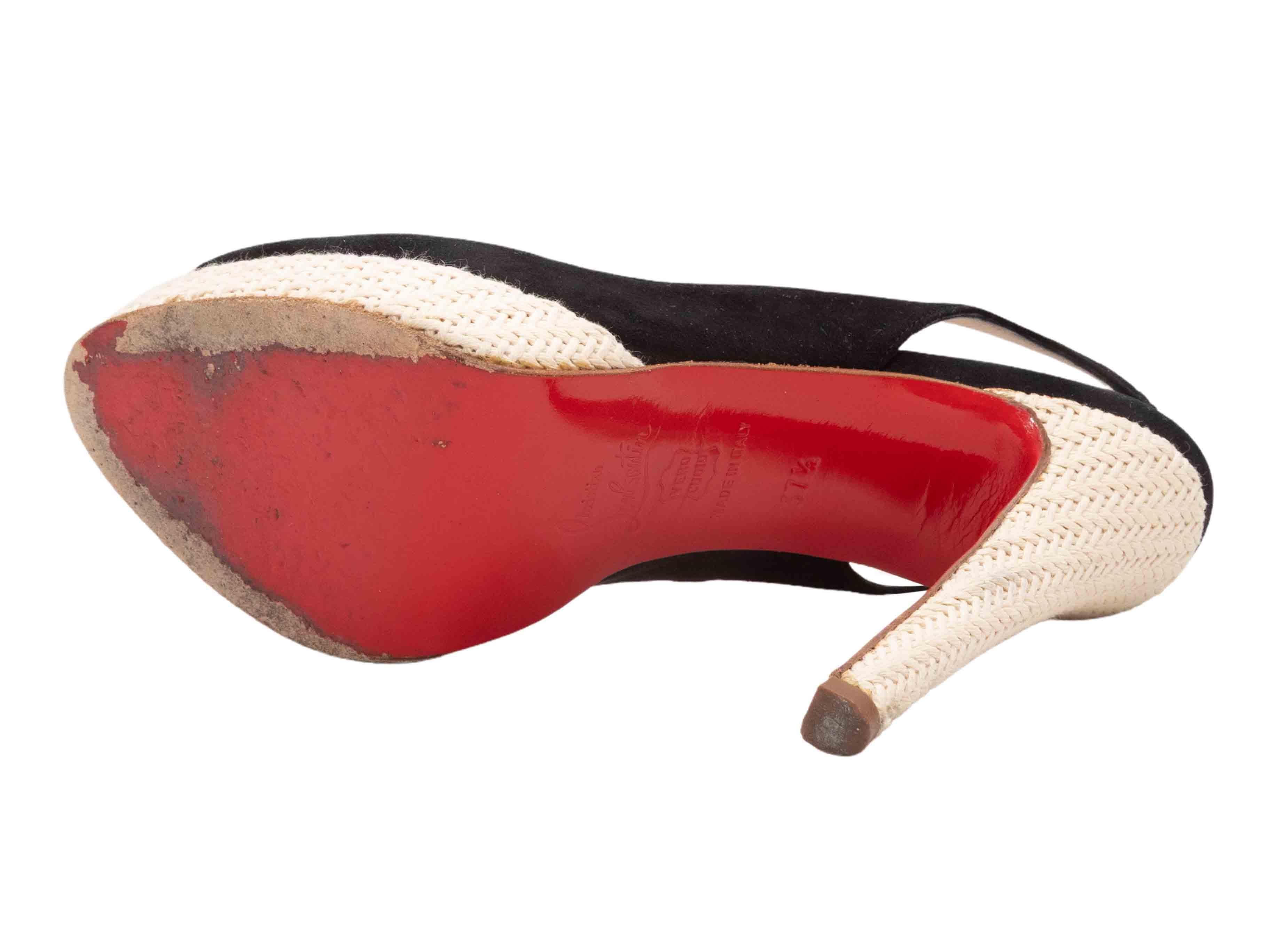 Talons aiguilles en paille noir et beige Christian Louboutin Taille 36.5 Pour femmes en vente