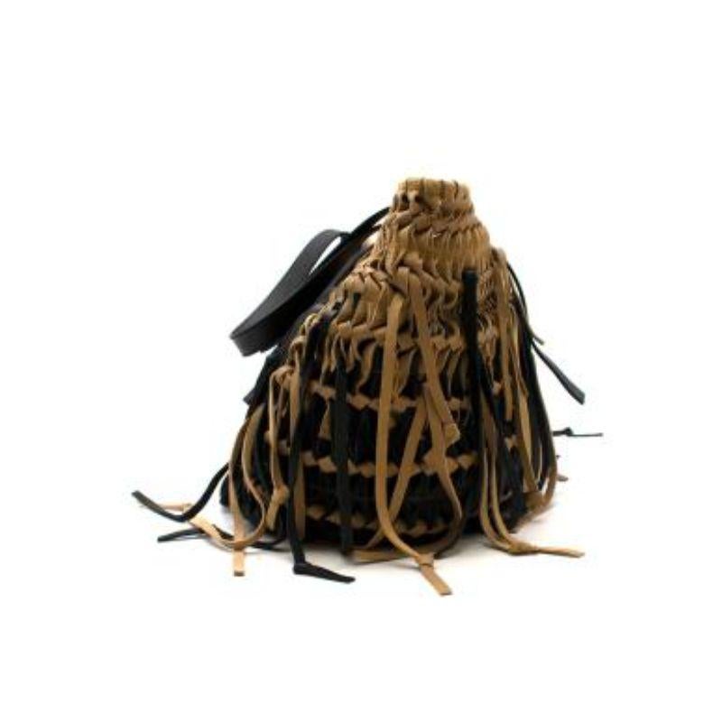 Bolso tote Anagrama de ante negro y beige con flecos Negro en venta