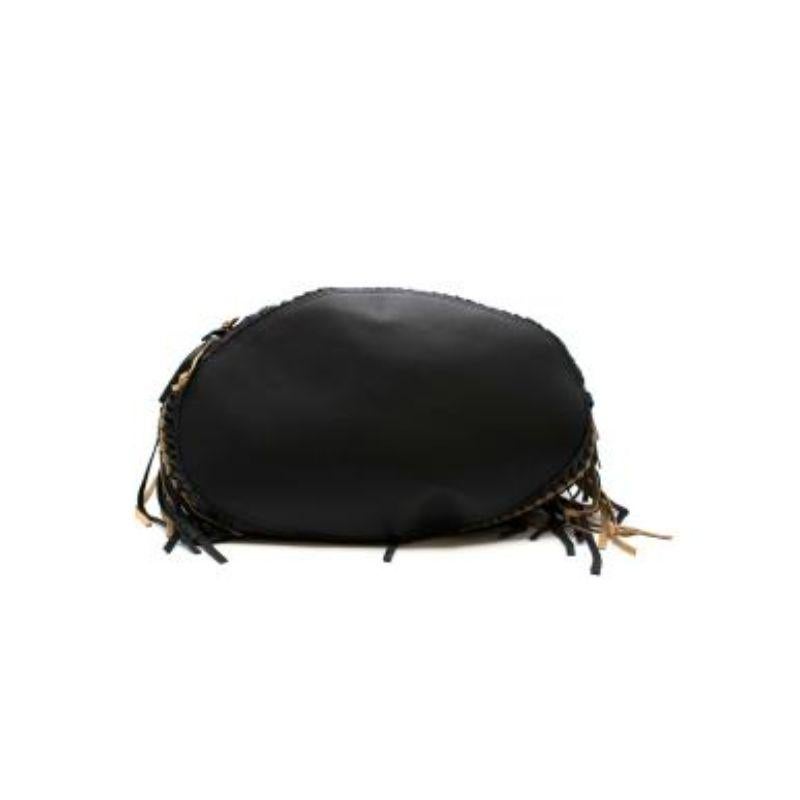 De las mujeres Bolso tote Anagrama de ante negro y beige con flecos en venta