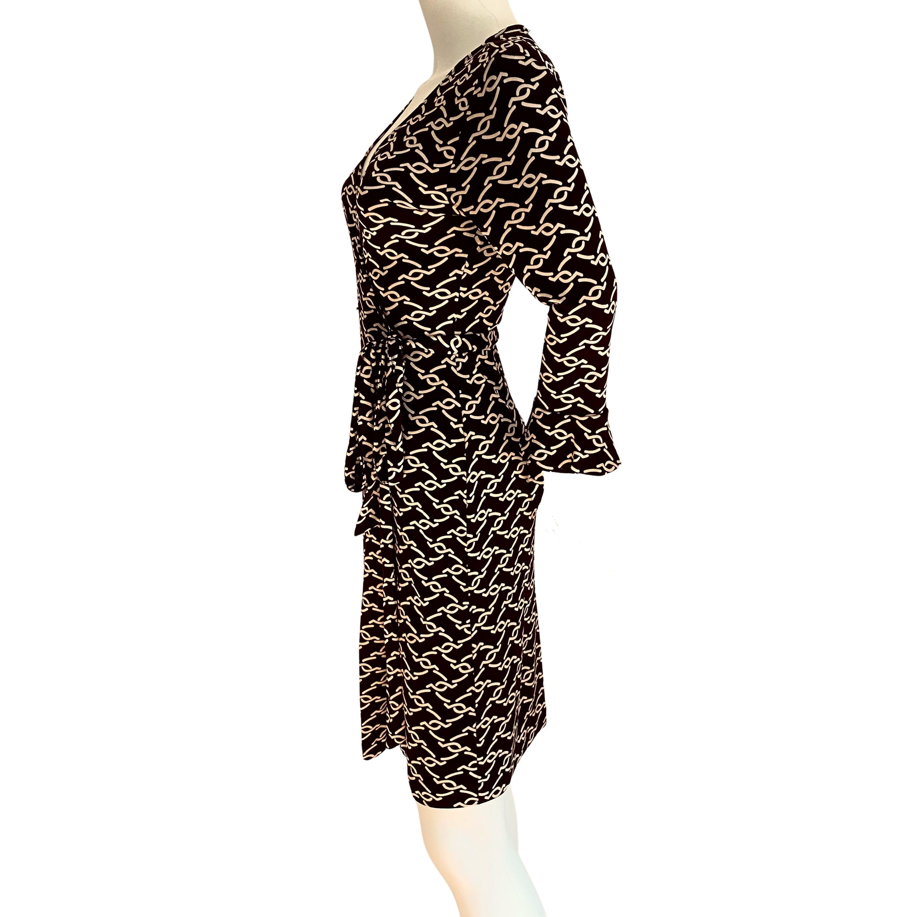 True wrap dress with 3/4 bell sleeves, in Flora's original 