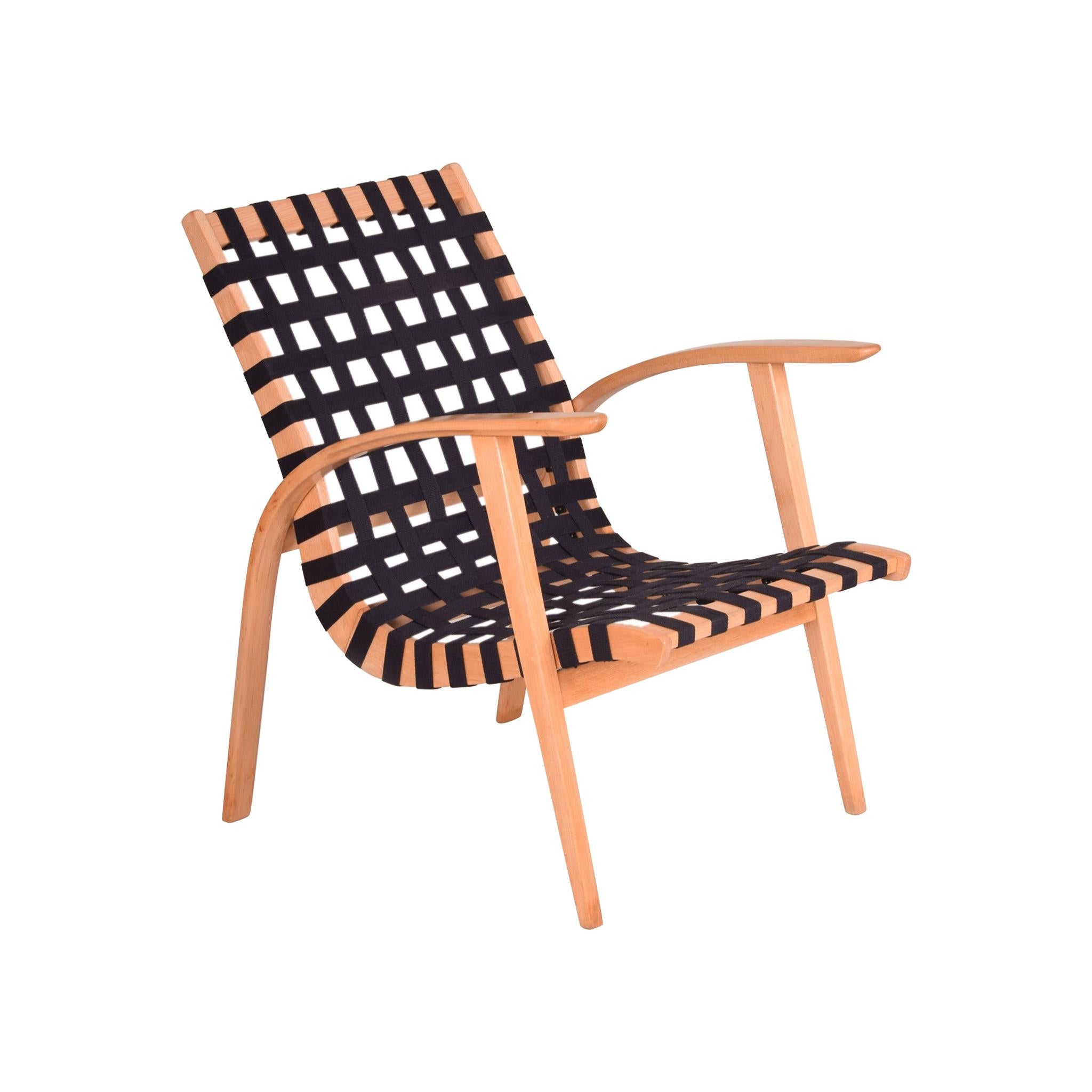 Black/Beige Midcentury Beech Chair, Vaněk, Perfect Original Condition, 1930s