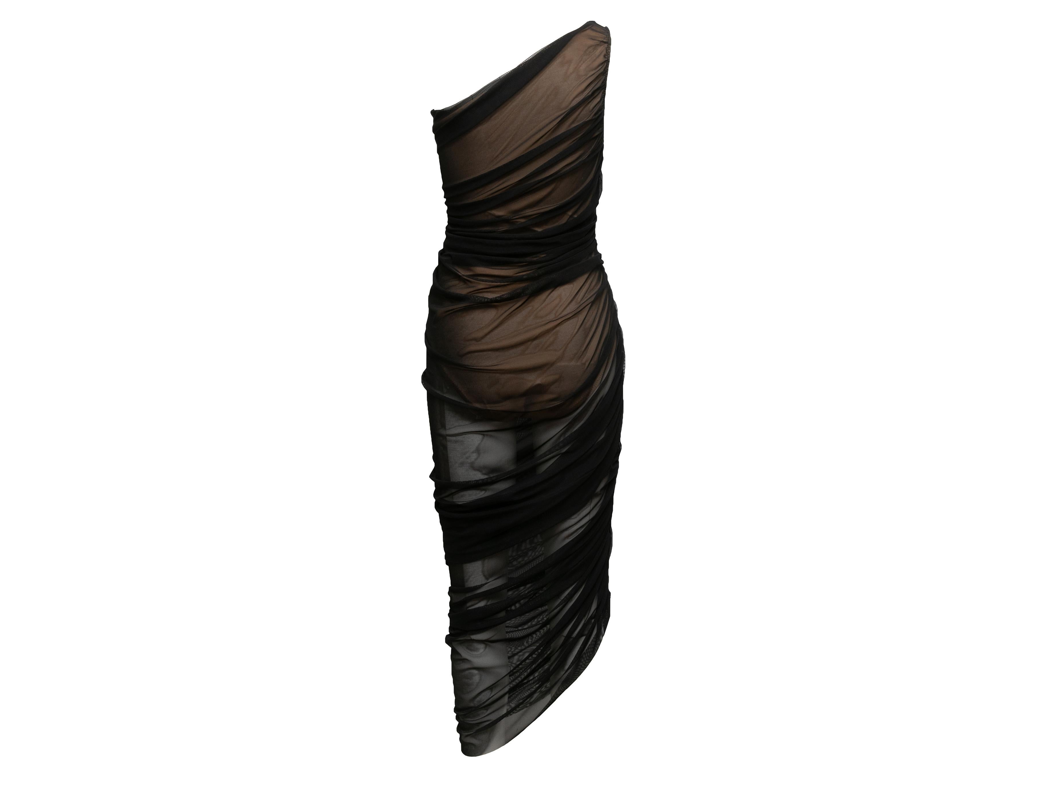 Black & Beige Norma Kamali One-Shoulder Ruched Dress Size US S In Good Condition In New York, NY