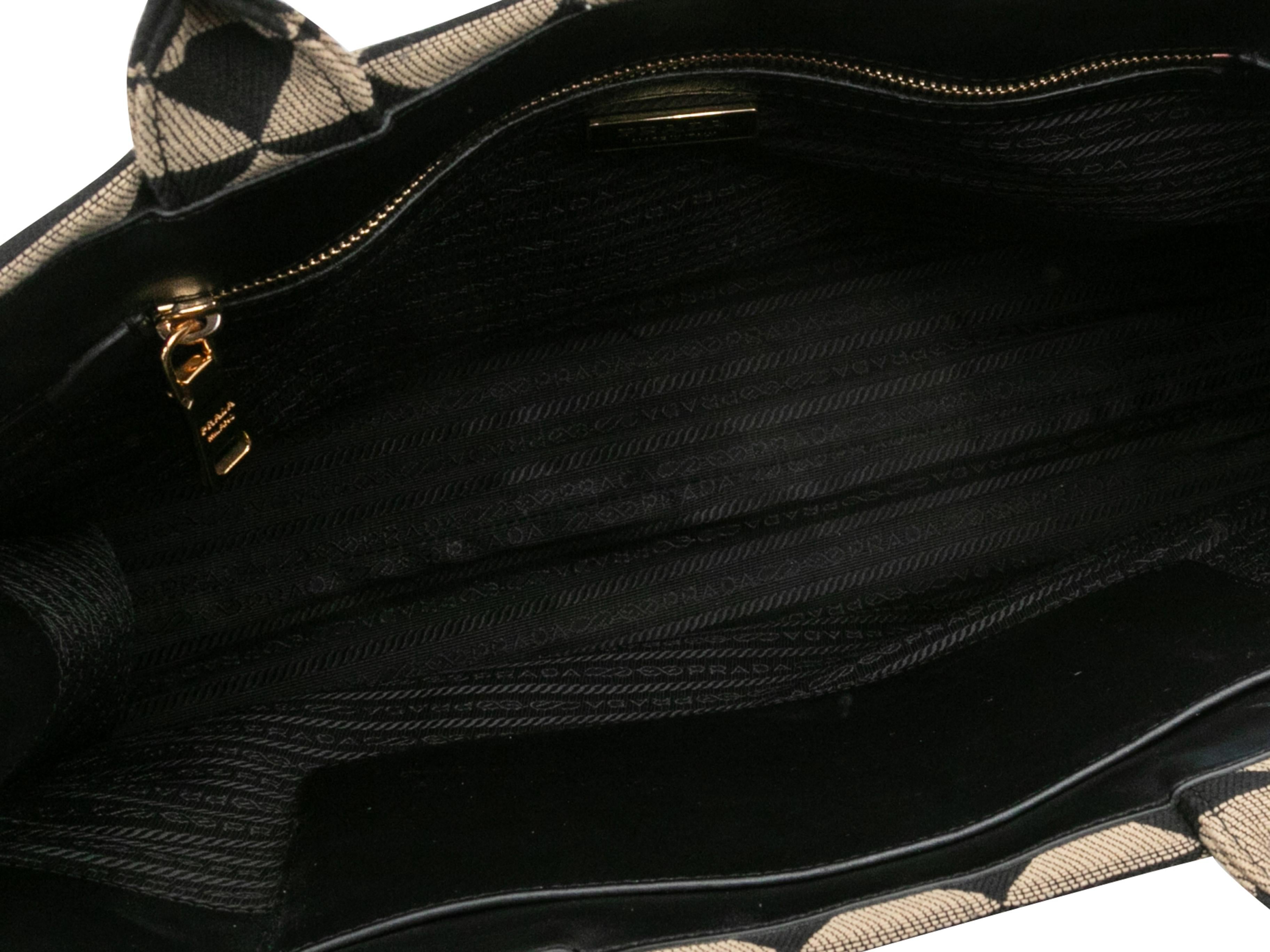 Black & Beige Prada Large Symbole Embroidered Tote Bag 3