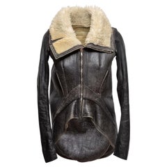 Chaqueta de piel de oveja Rick Owens negra y beige Talla IT 42