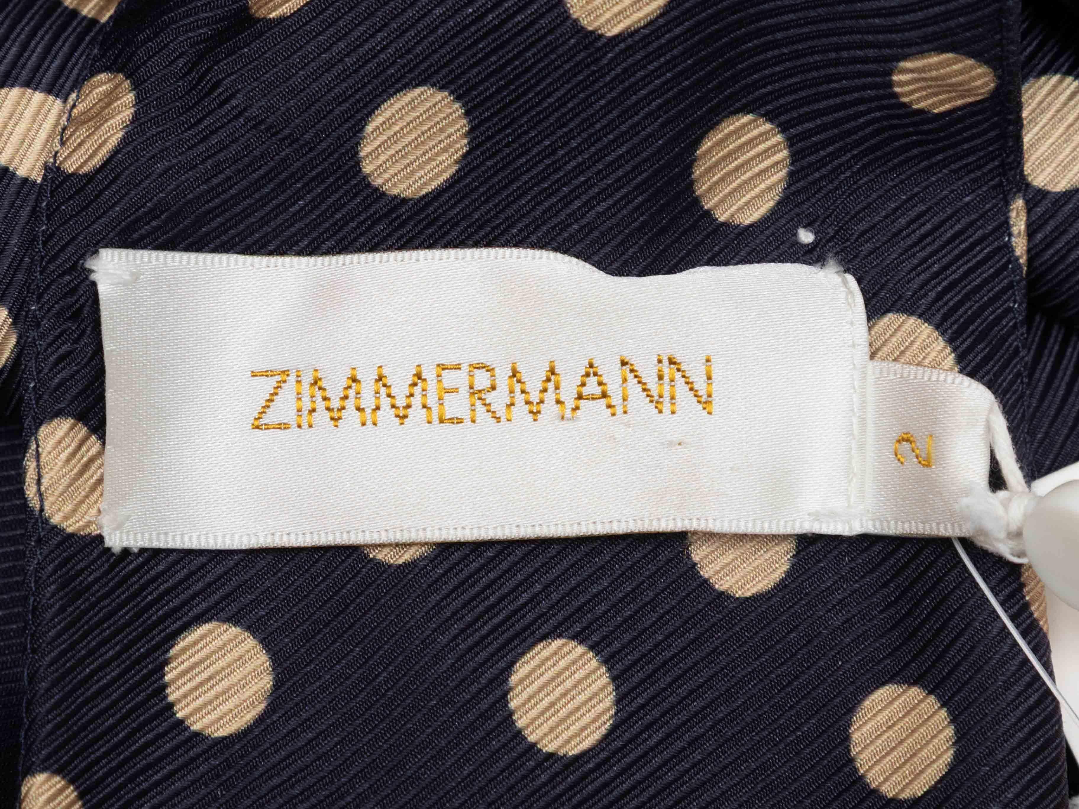 Robe dos nu noire et beige de Zimmermann à pois Taille US 2 Bon état - En vente à New York, NY