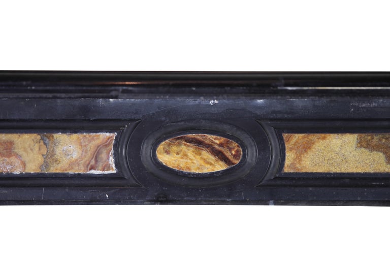 Black Belgian Marble And Onyx Decorative Vintage Fireplace