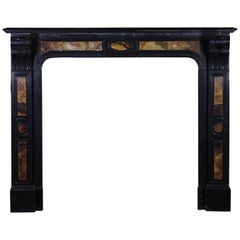 Black Belgian Marble and Onyx Decorative Antique Fireplace Surround