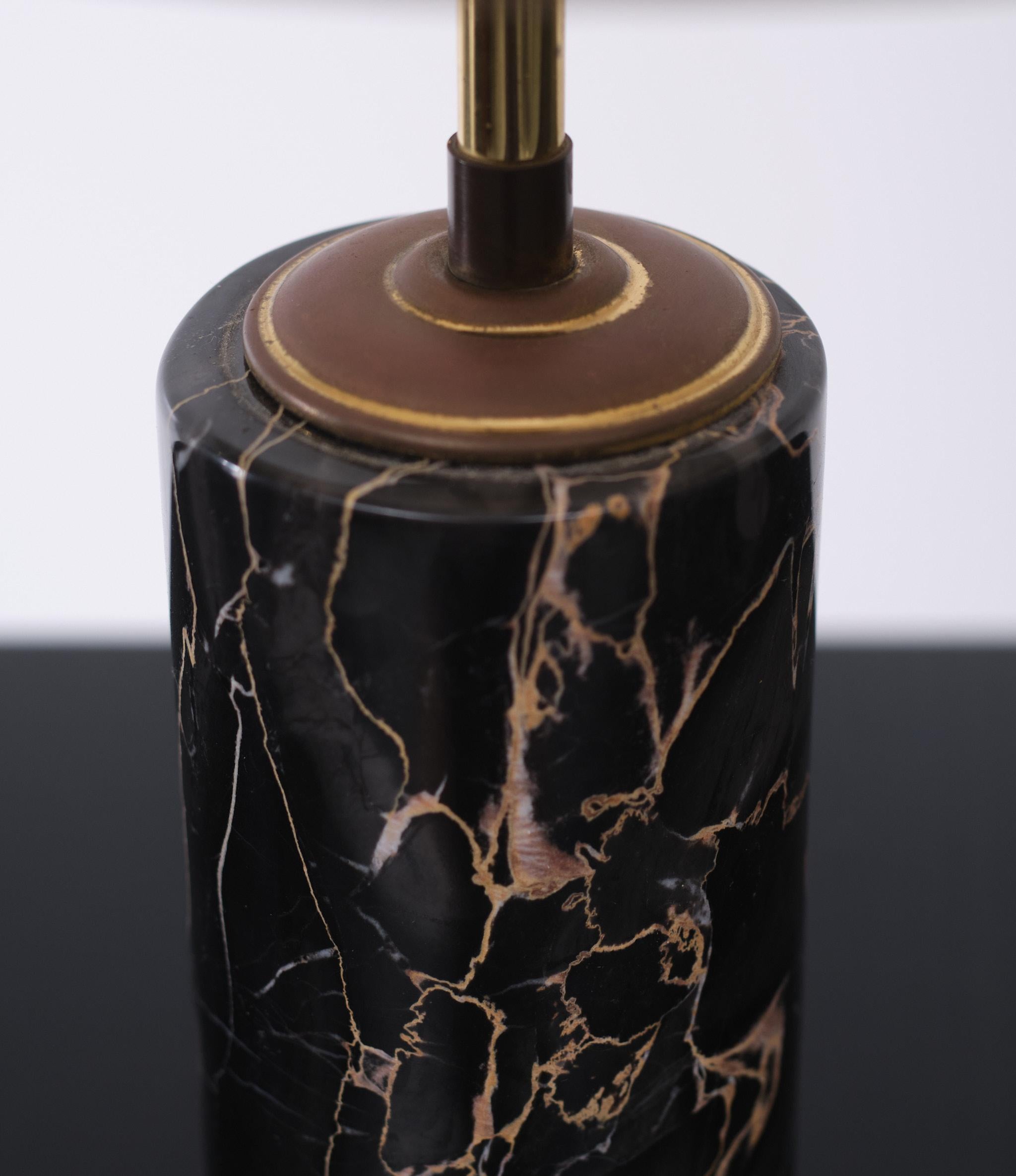 Dutch Black Belgian Marble Table Lamp 1960s Holland For Sale
