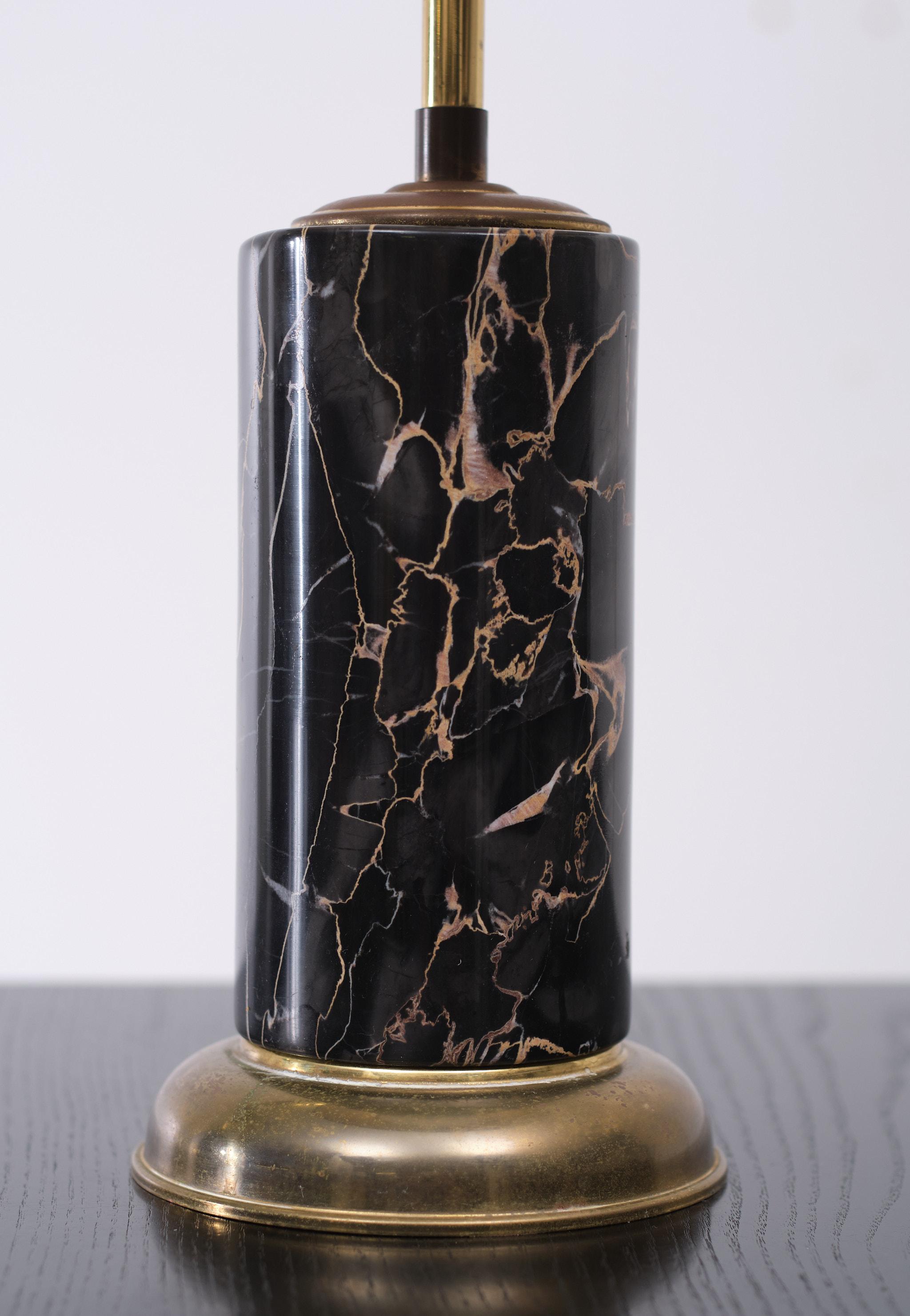 Black Belgian Marble Table Lamp 1960s Holland In Good Condition For Sale In Den Haag, NL