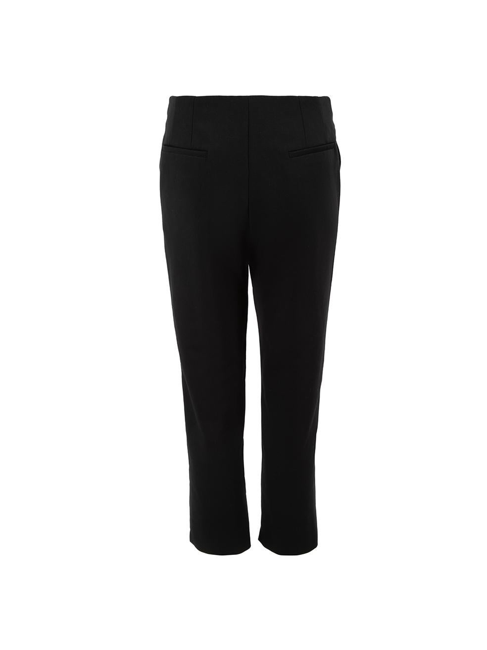 Maje Black Belted Step Hem Straight Leg Trousers Size M In Good Condition In London, GB