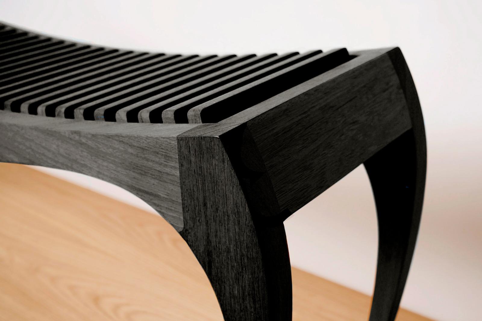 Contemporary Black Bench Rumbo by Jean-Baptiste Van den Heede