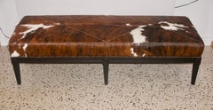 Black Bench with Cowhide Upholstery