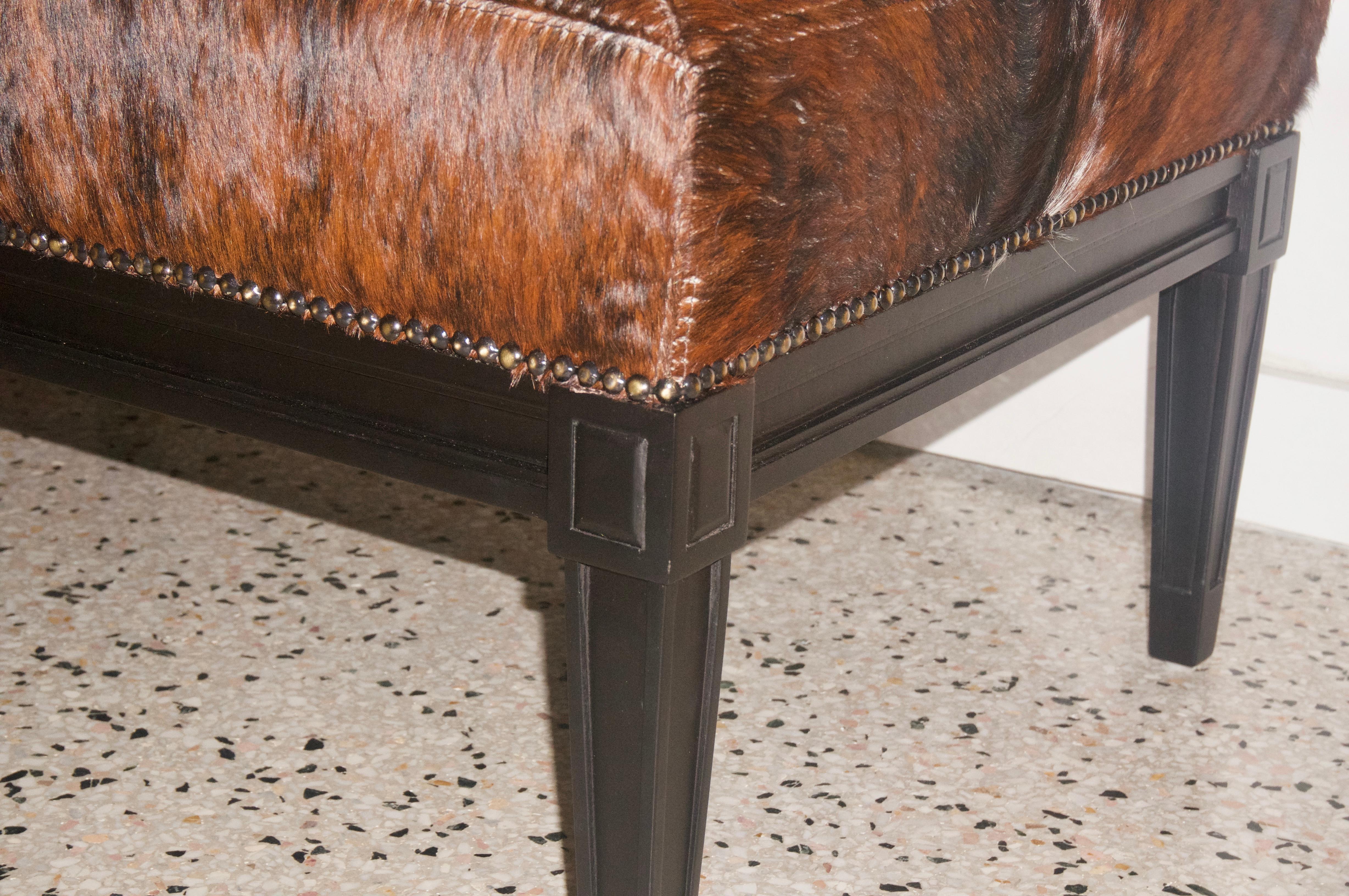 modern cowhide bench