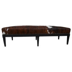 Black Bench with Cowhide Upholstery