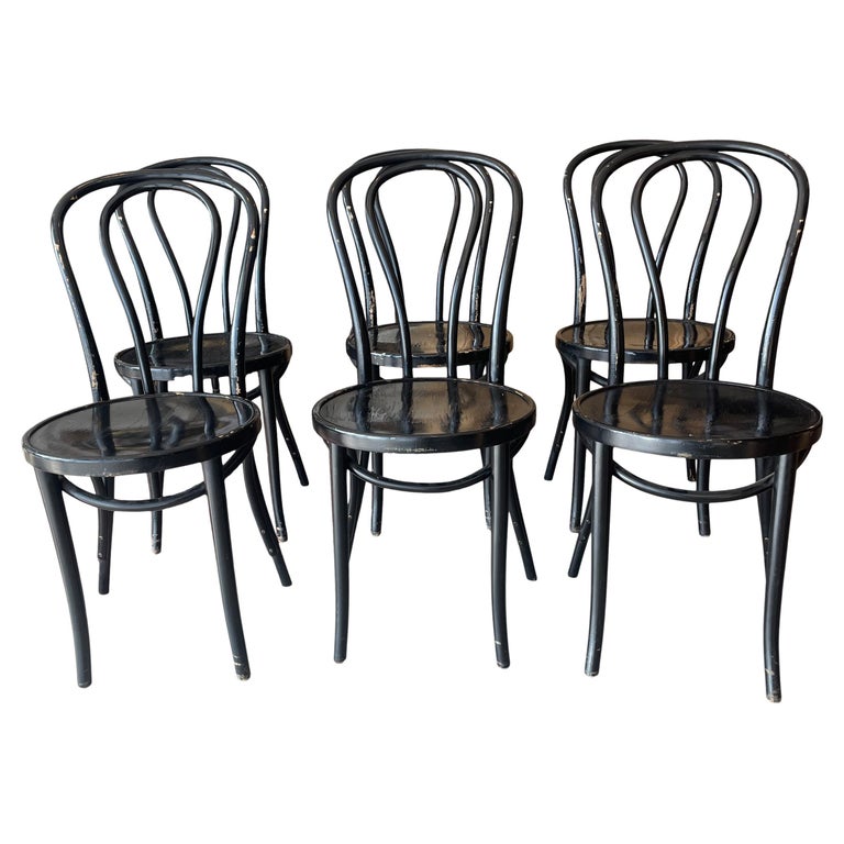 Black Bentwood Dining Chairs Set of 6 For Sale at 1stDibs