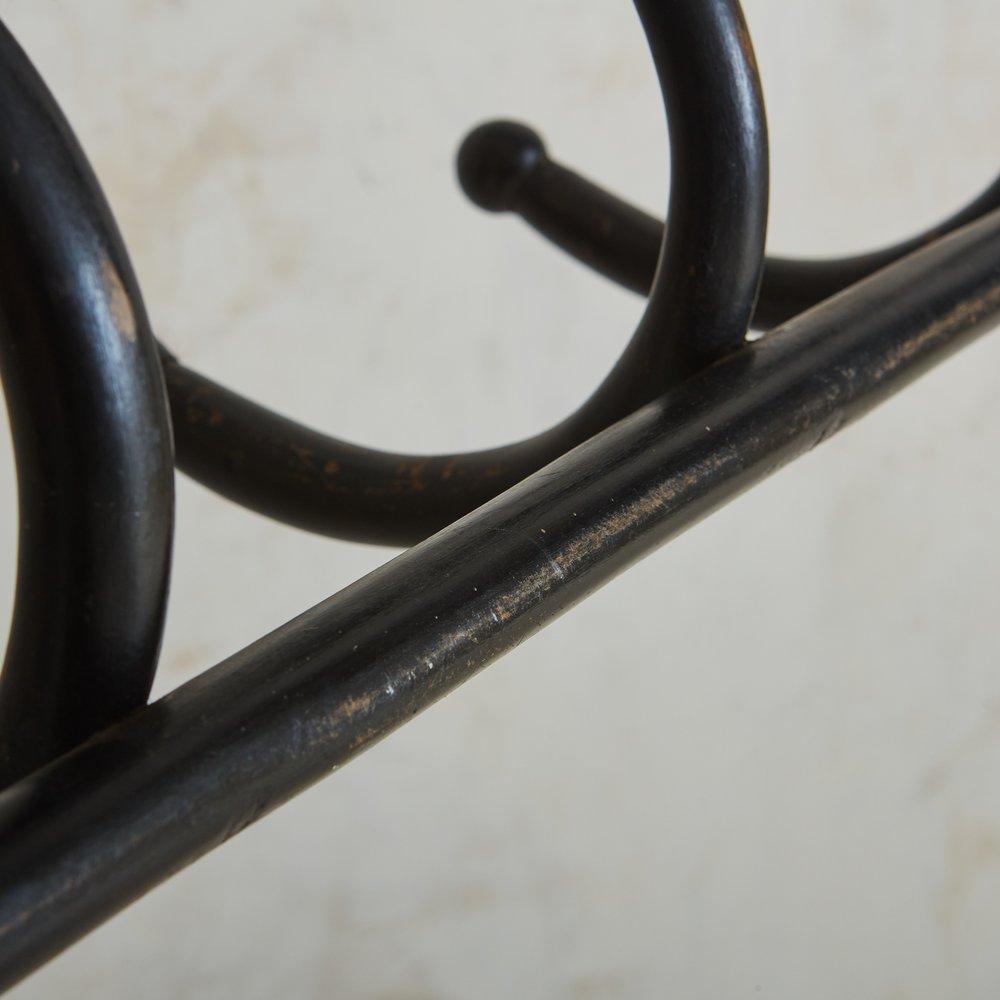 Black Bentwood Wall Mounted Coat Rack, France 20th Century 4