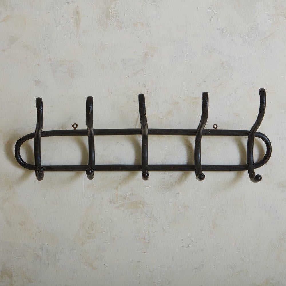 Mid-Century Modern Black Bentwood Wall Mounted Coat Rack, France 20th Century