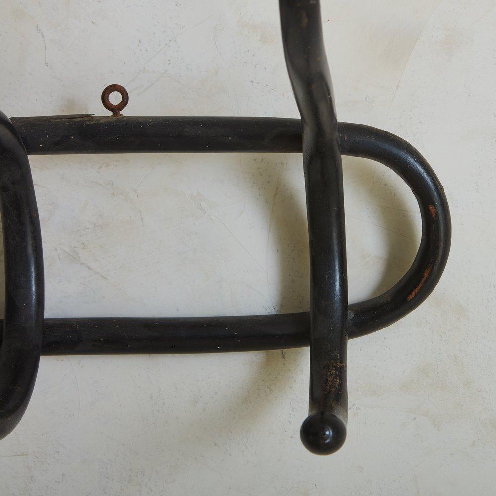 Black Bentwood Wall Mounted Coat Rack, France 20th Century In Good Condition In Chicago, IL