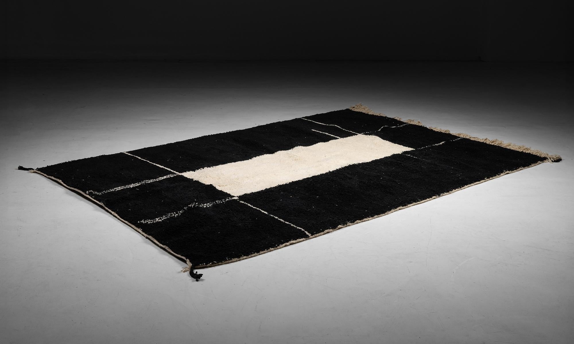 Black Berber Rug, Made in Morocco In Good Condition In Culver City, CA