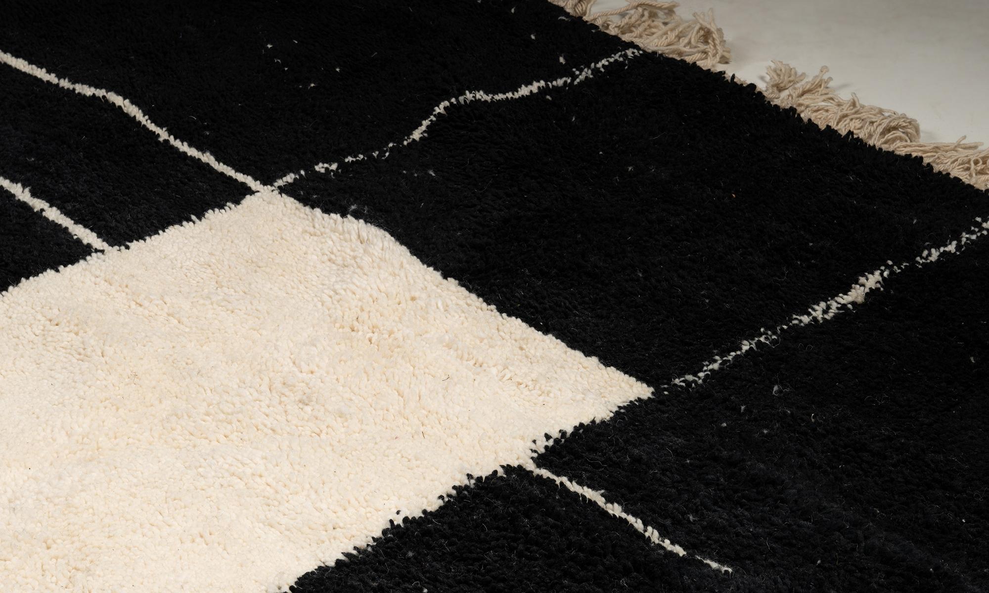 Contemporary Black Berber Rug, Made in Morocco