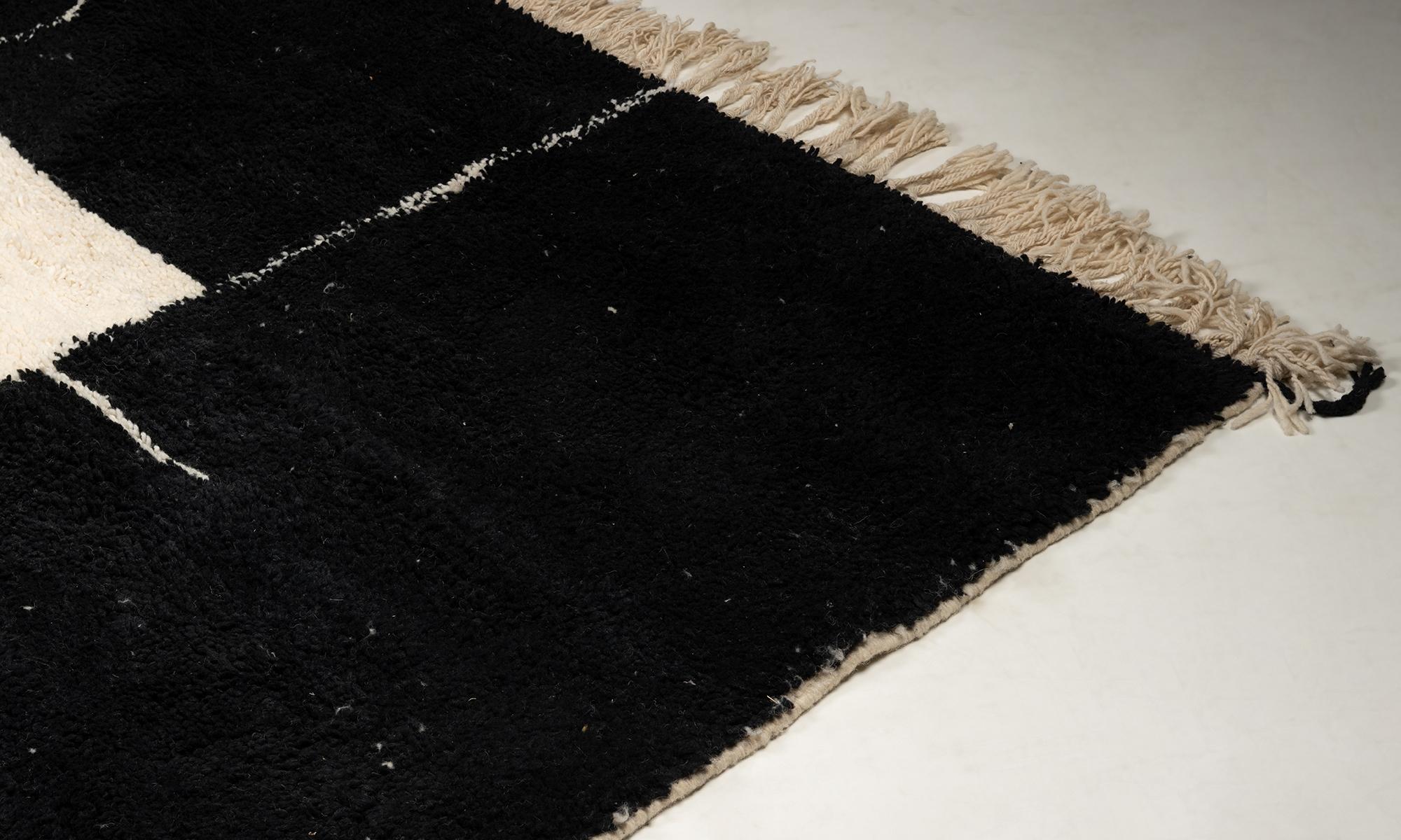 Wool Black Berber Rug, Made in Morocco