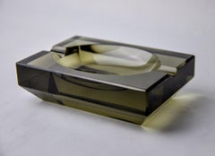 Black beveled ashtray by Antonio Imperatore, murano glass, Italy, 1970