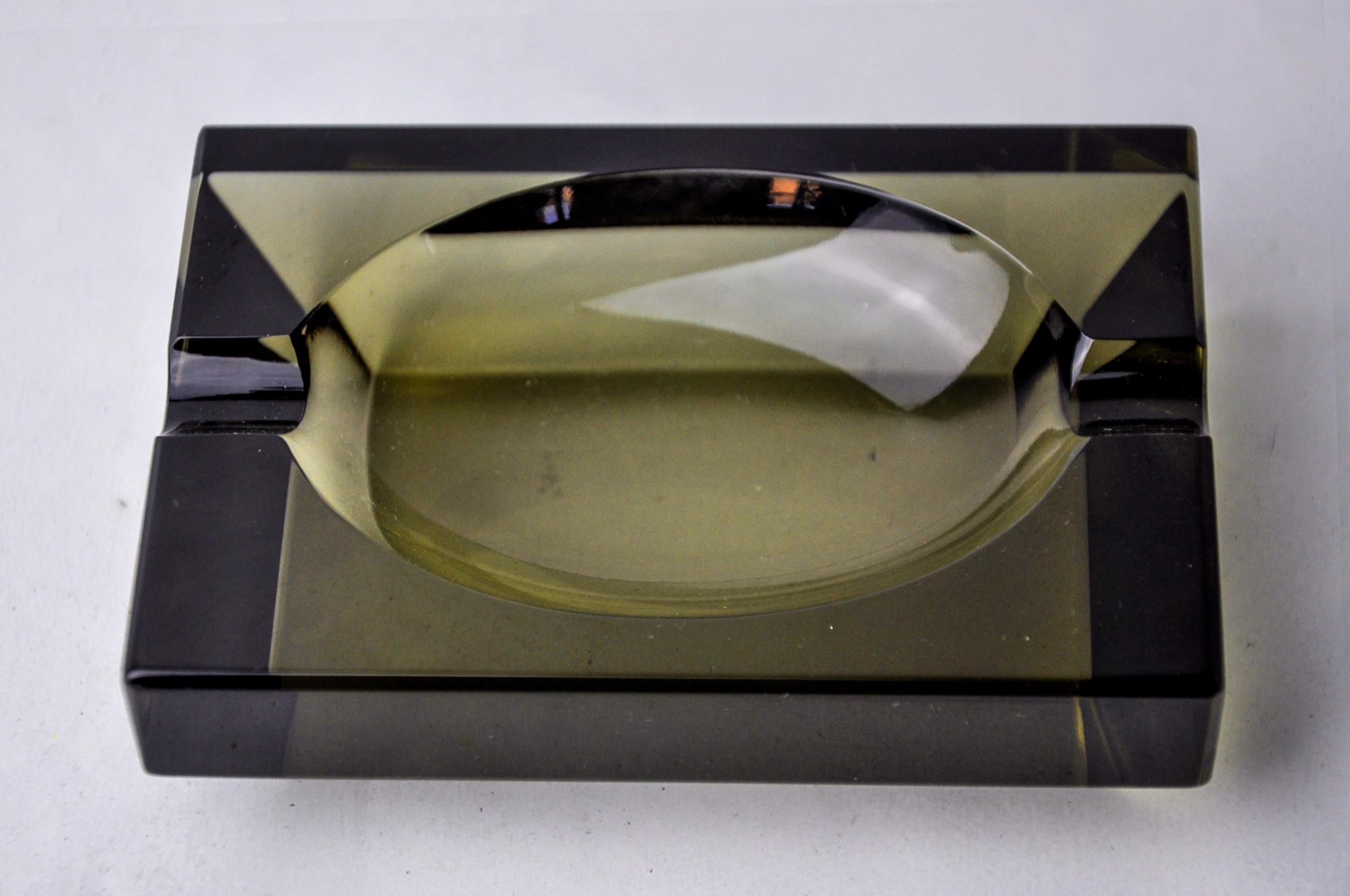 Late 20th Century Black beveled ashtray by Antonio Imperatore, murano glass, Italy, 1970 For Sale