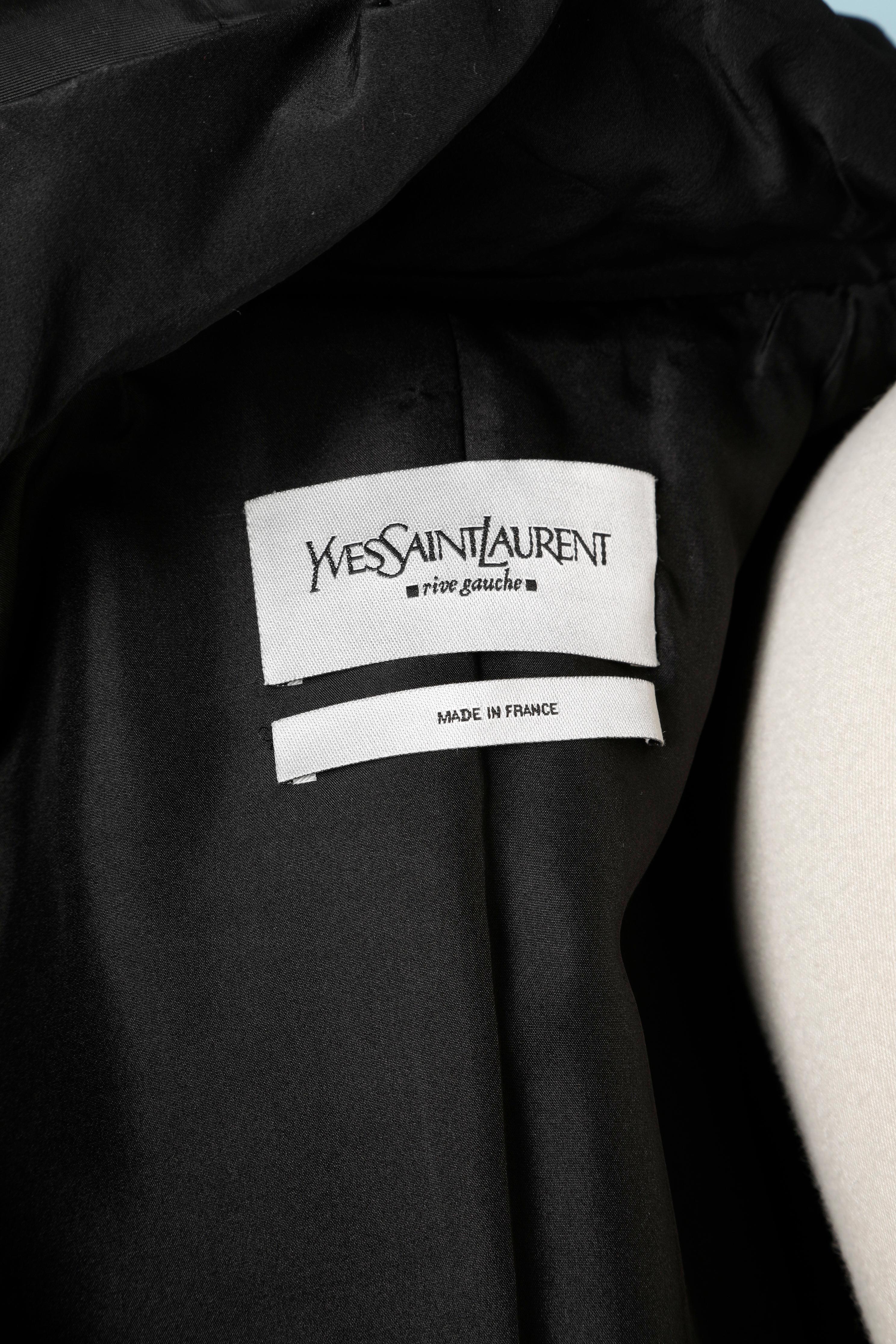 Black bi-material skirt suit Yves Saint Laurent Rive Gauche For Sale 7