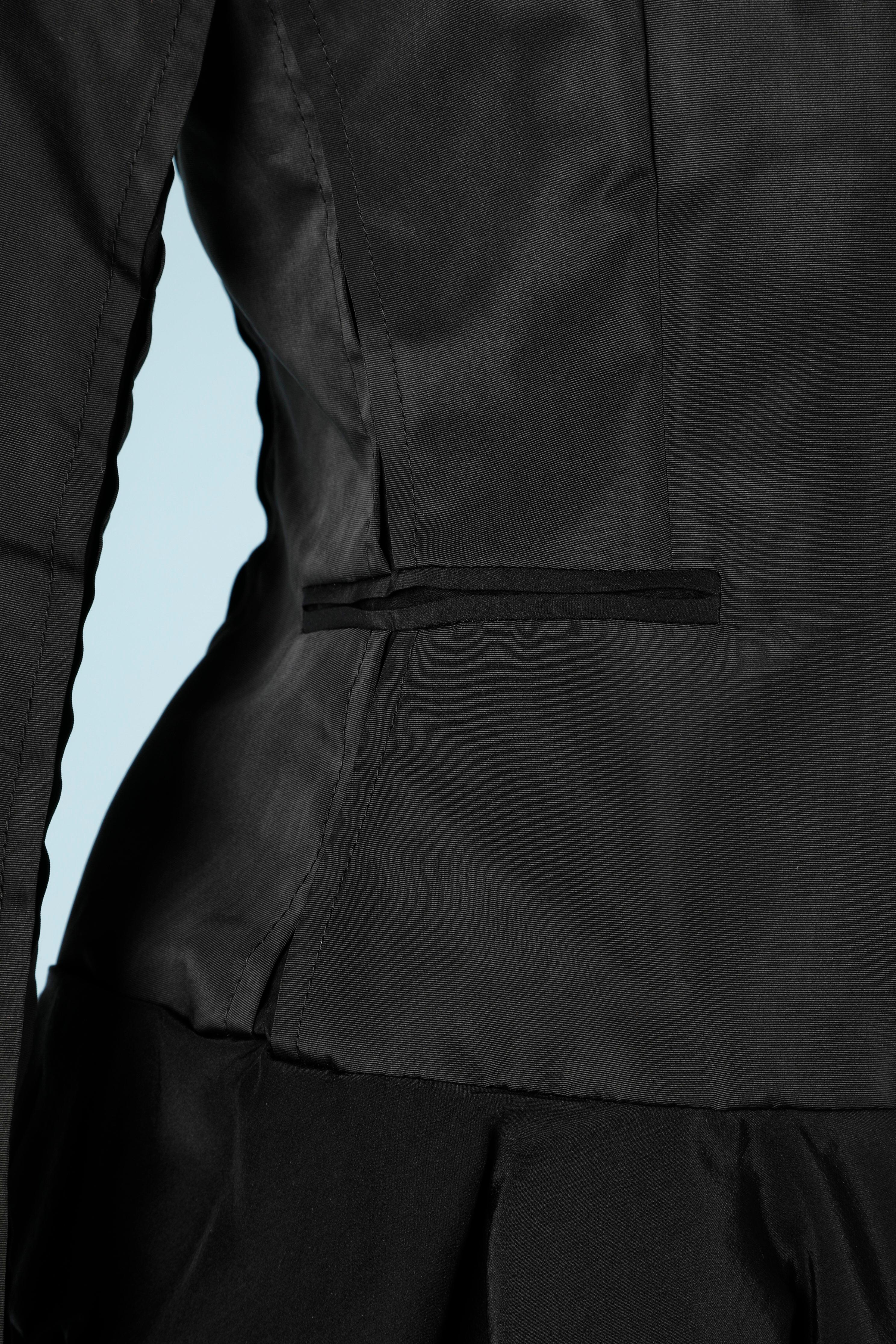 Black bi-material skirt suit Yves Saint Laurent Rive Gauche For Sale 2