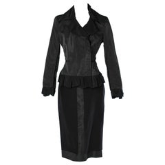 Schwarzer zweifarbiger Rockanzug von Yves Saint Laurent Rive Gauche