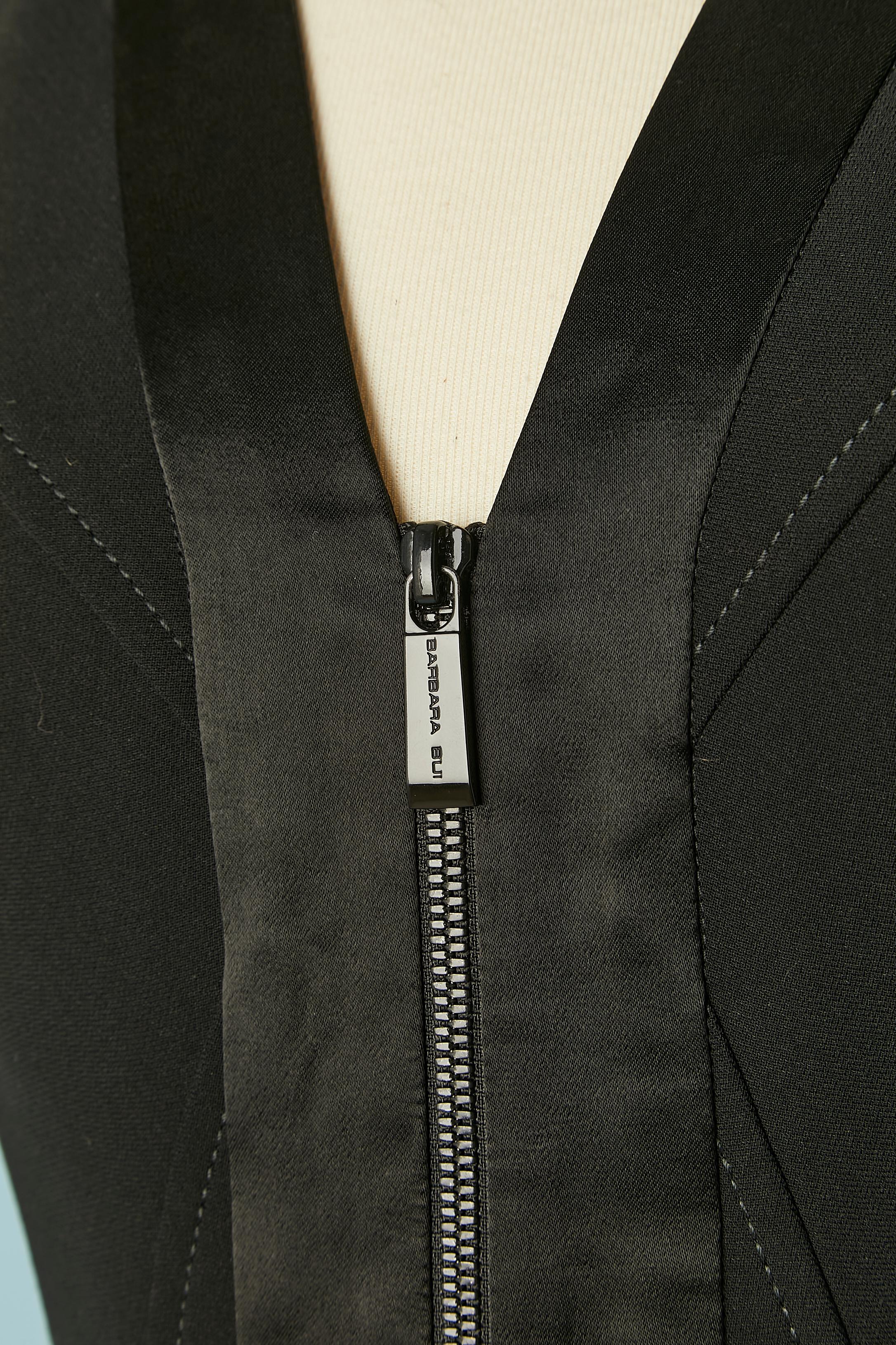 Schwarzes ärmelloses Bi-material-Kleid mit Reißverschluss in der Vorderseite  Barbara Bui  Damen im Angebot