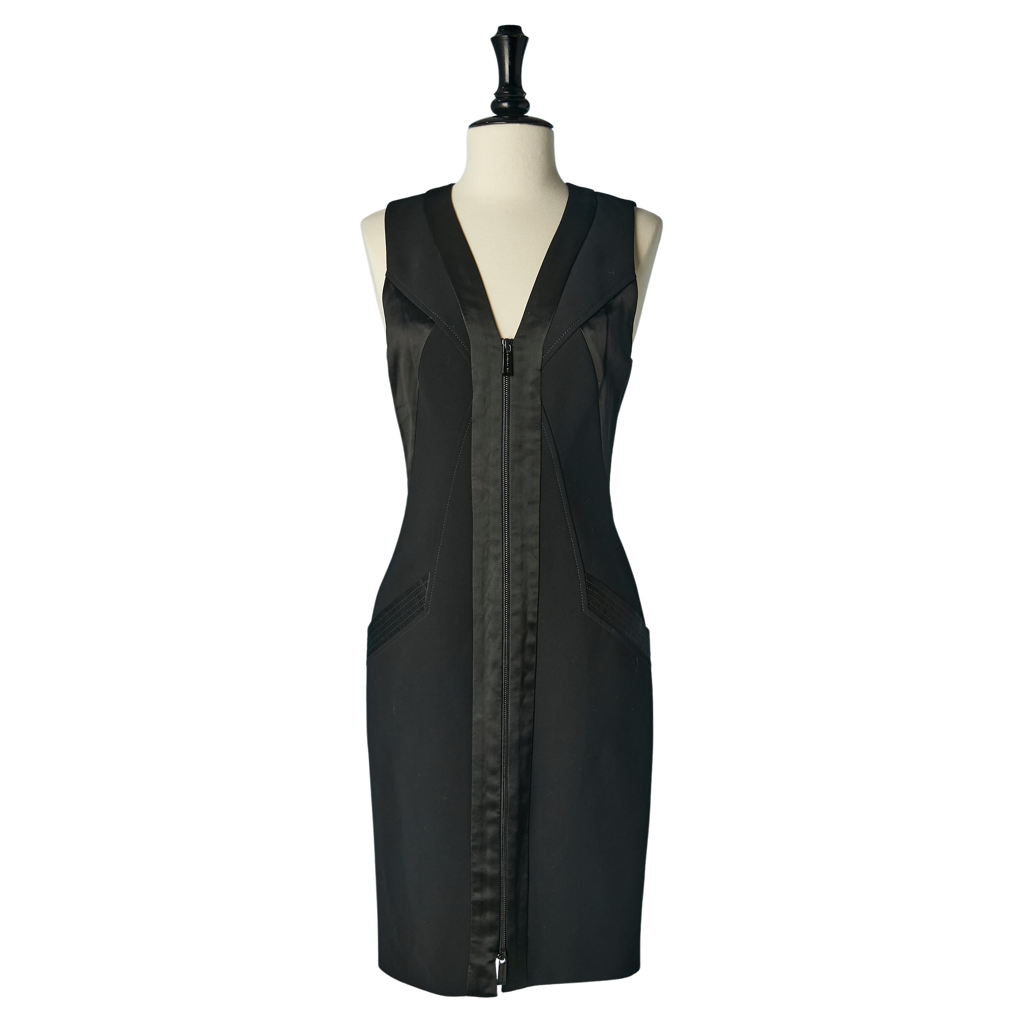Black bi-material sleeveless dress with zip closure in the front  Barbara Bui  For Sale