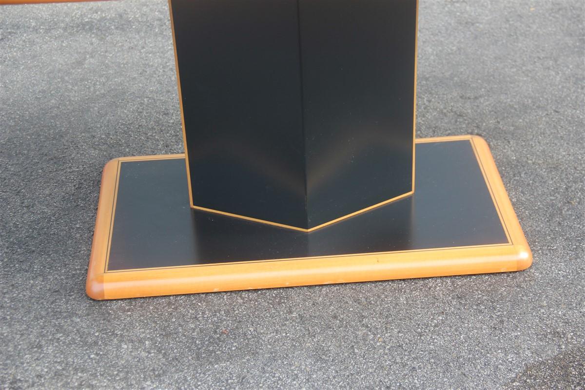 Black Big Rectangular Table and Natural Wood Rhombus Base Laminate 1970 Maple For Sale 9
