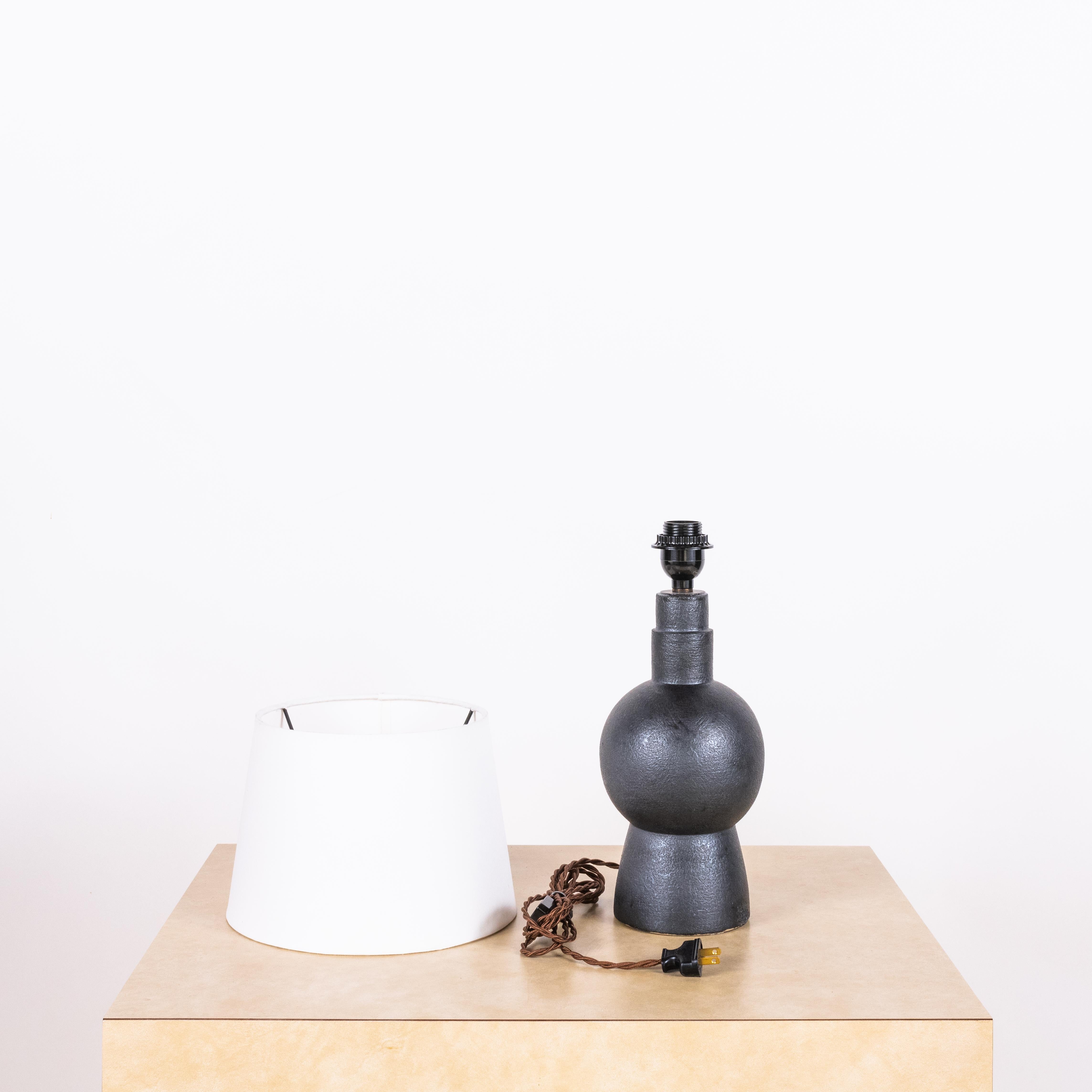 Organic Modern Black 'Bilboquet' Stoneware Lamp by Design Frères For Sale